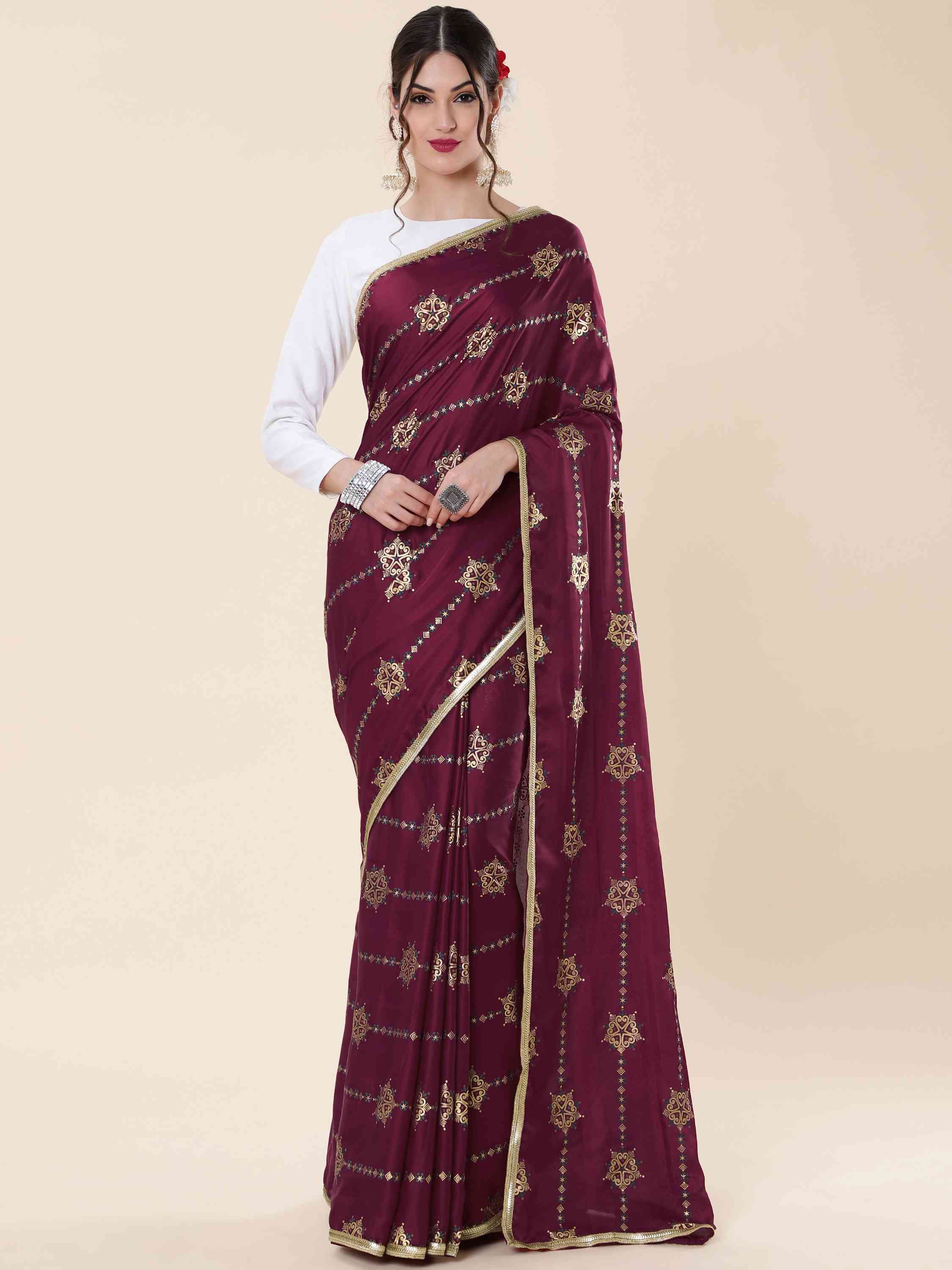 WINE FOIL MODAL SILK SAREE