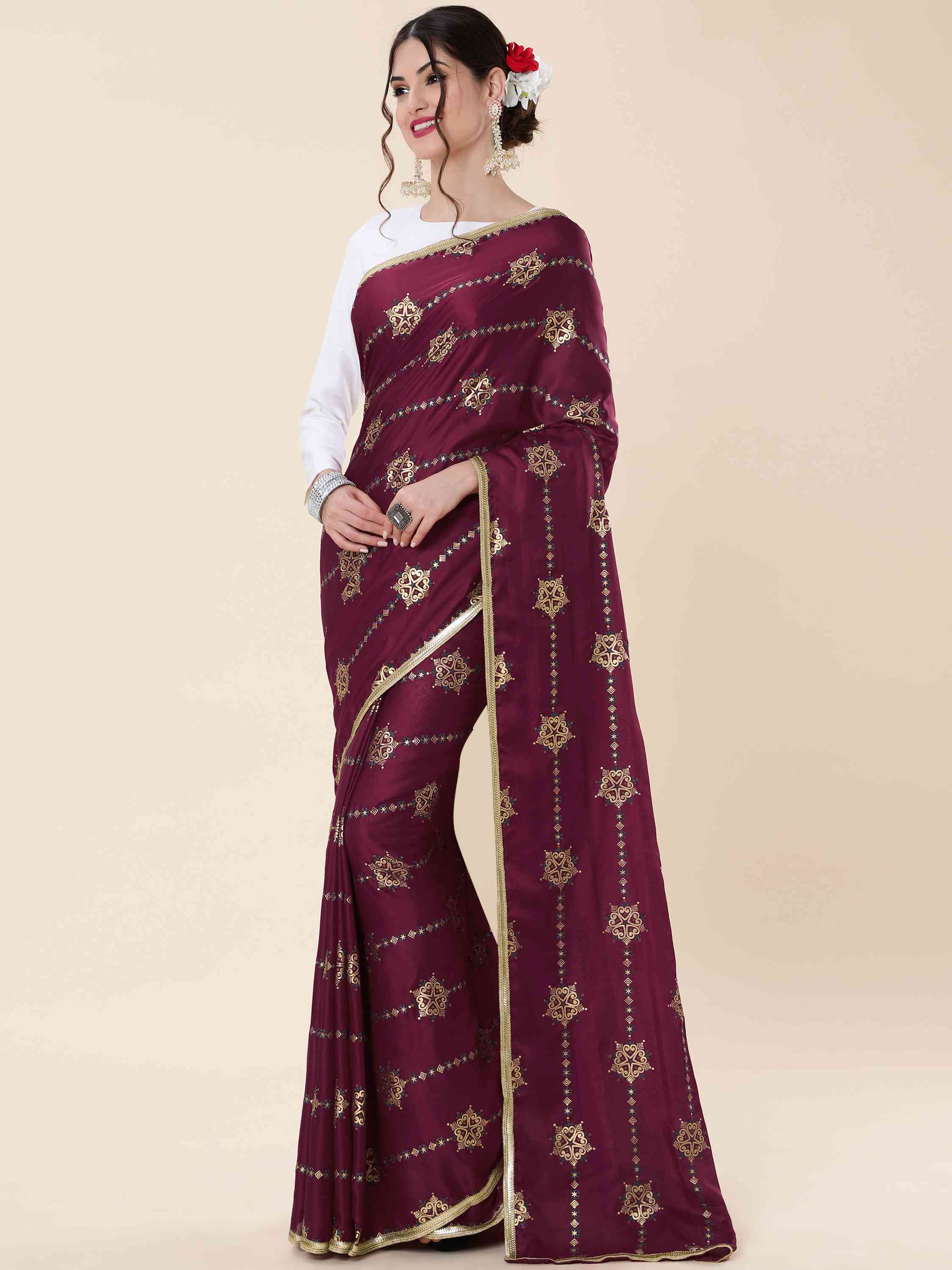 WINE FOIL MODAL SILK SAREE