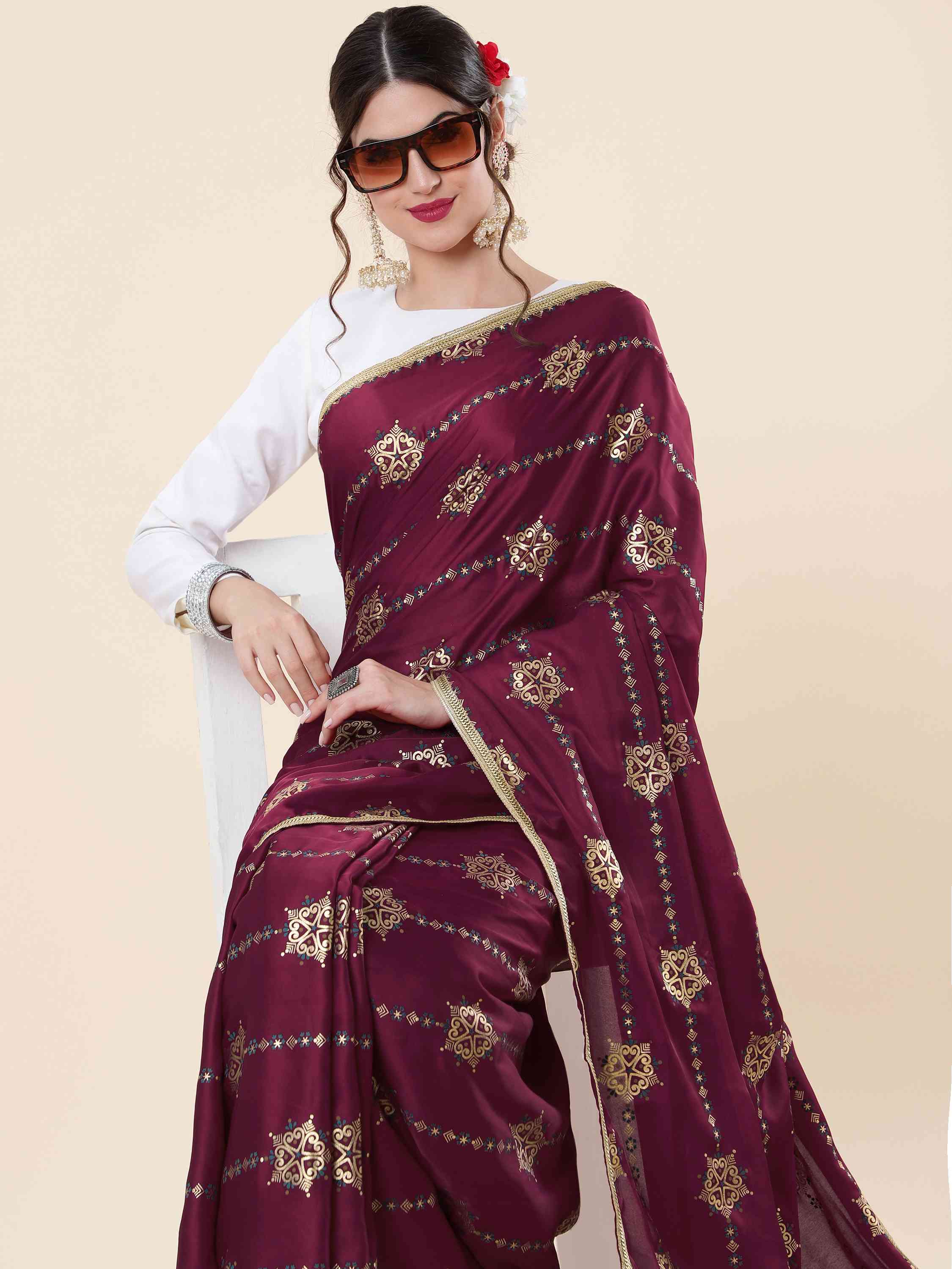 WINE FOIL MODAL SILK SAREE