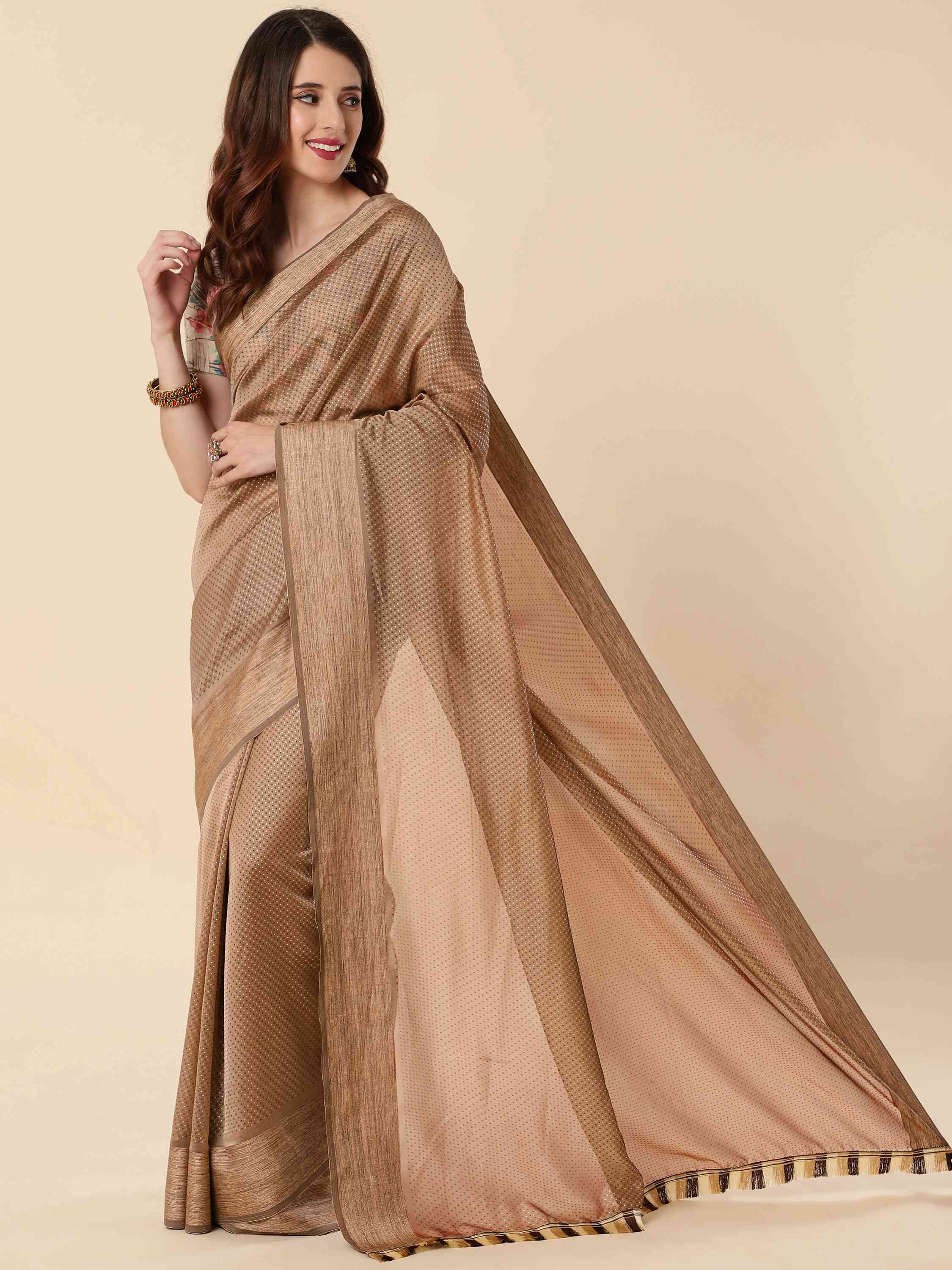 COFFEE BURBERRY GEORGETTE SAREE