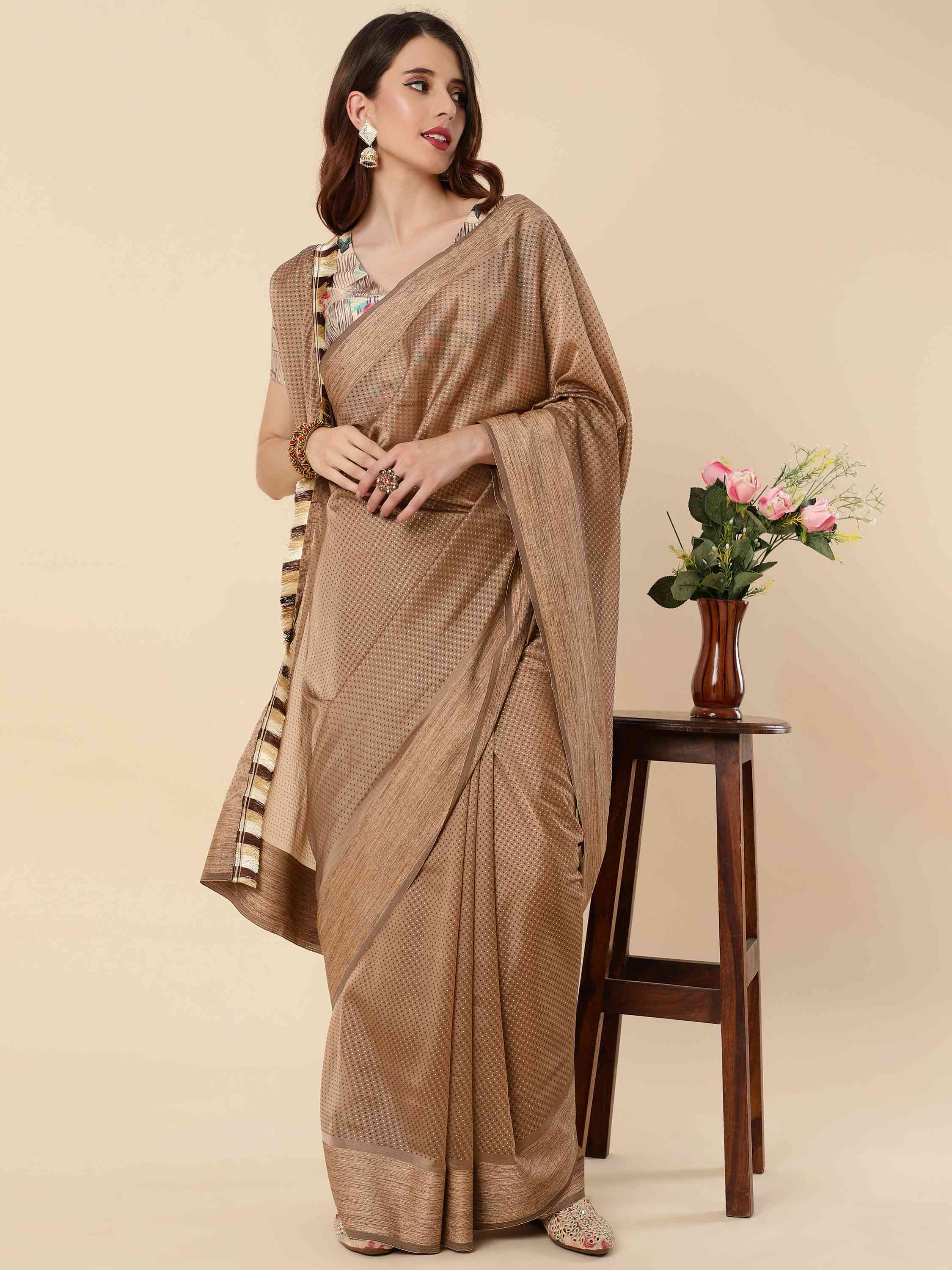 COFFEE BURBERRY GEORGETTE SAREE