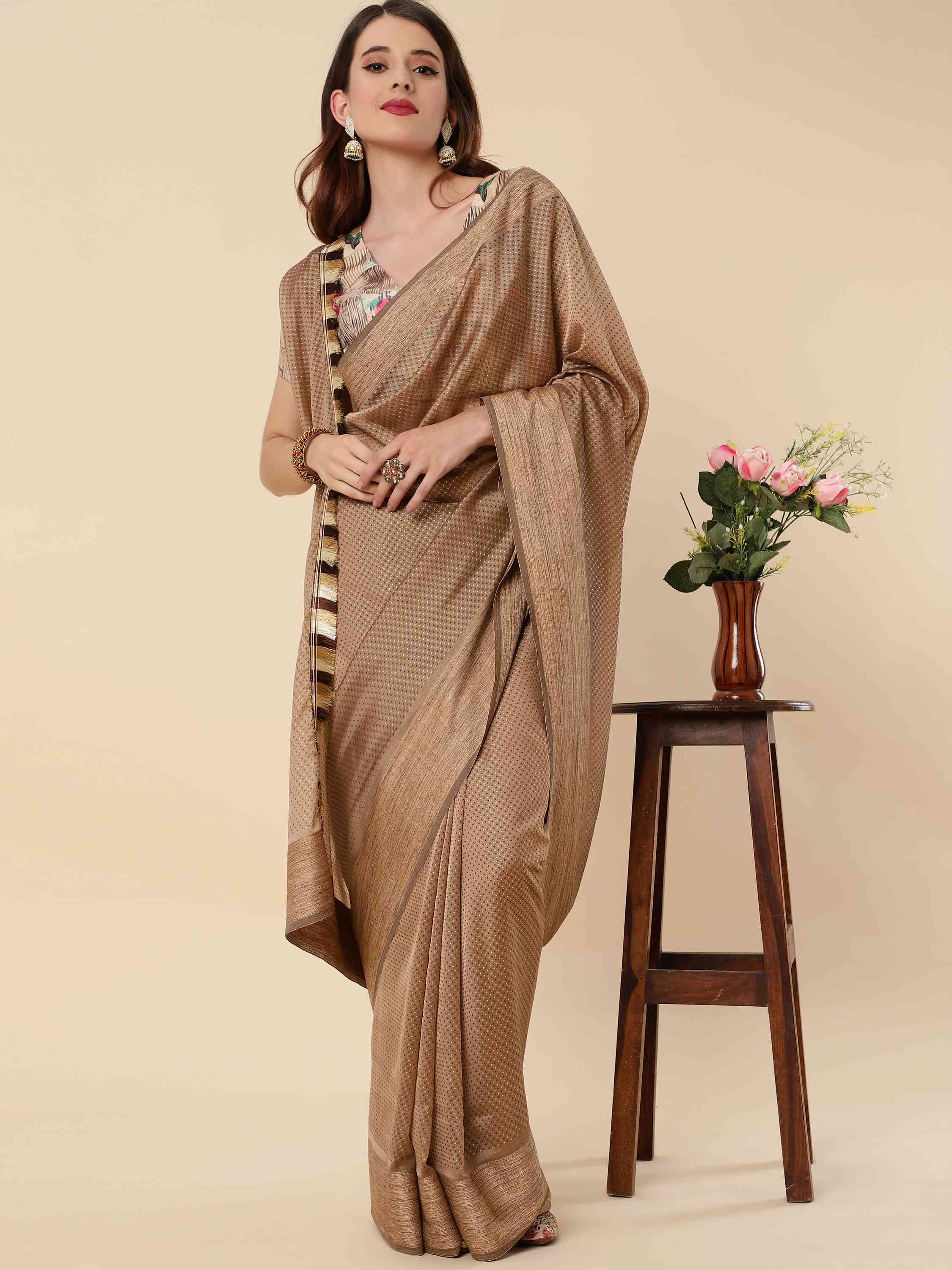 COFFEE BURBERRY GEORGETTE SAREE