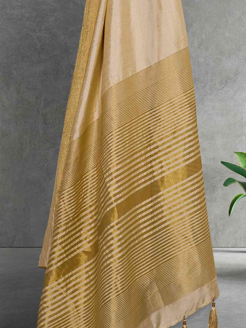 OFF WHITE EVA SILK CHIT PALLU SAREE