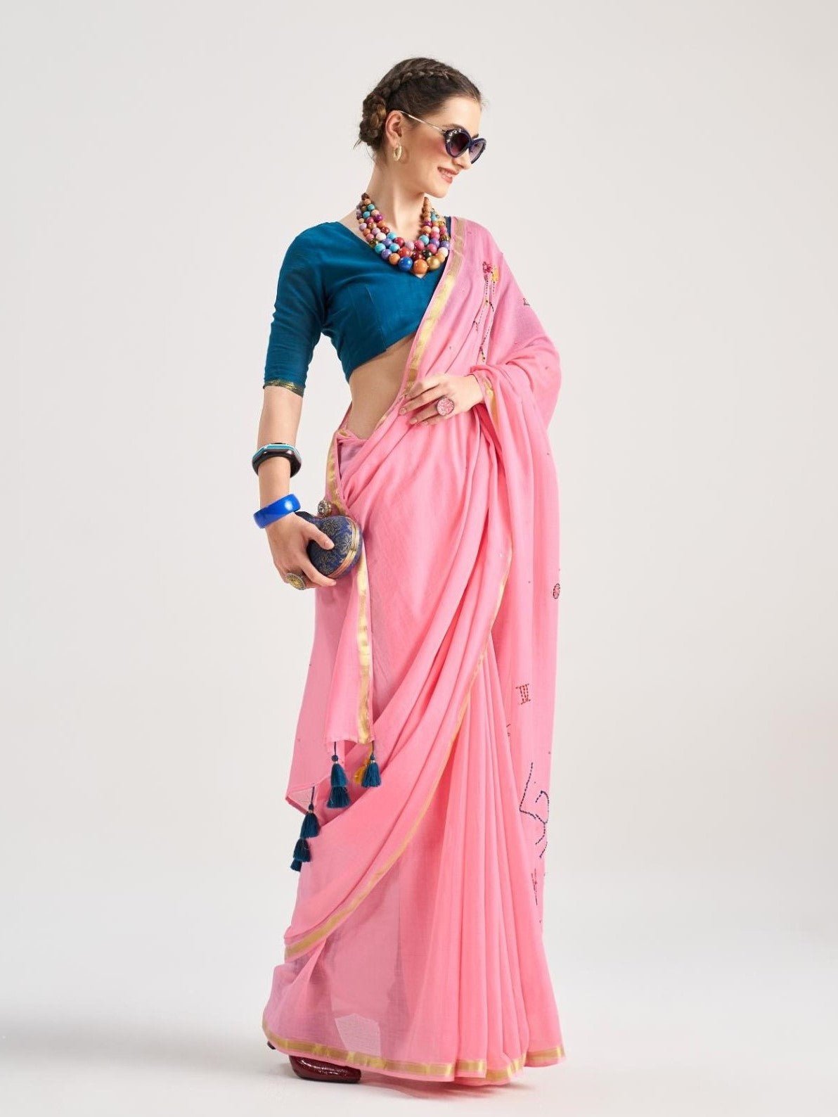 ASHI SETHI IN VISCOSE MUL LIBRA VEDIC ZODIAC HAND EMBROIDERED SAREE