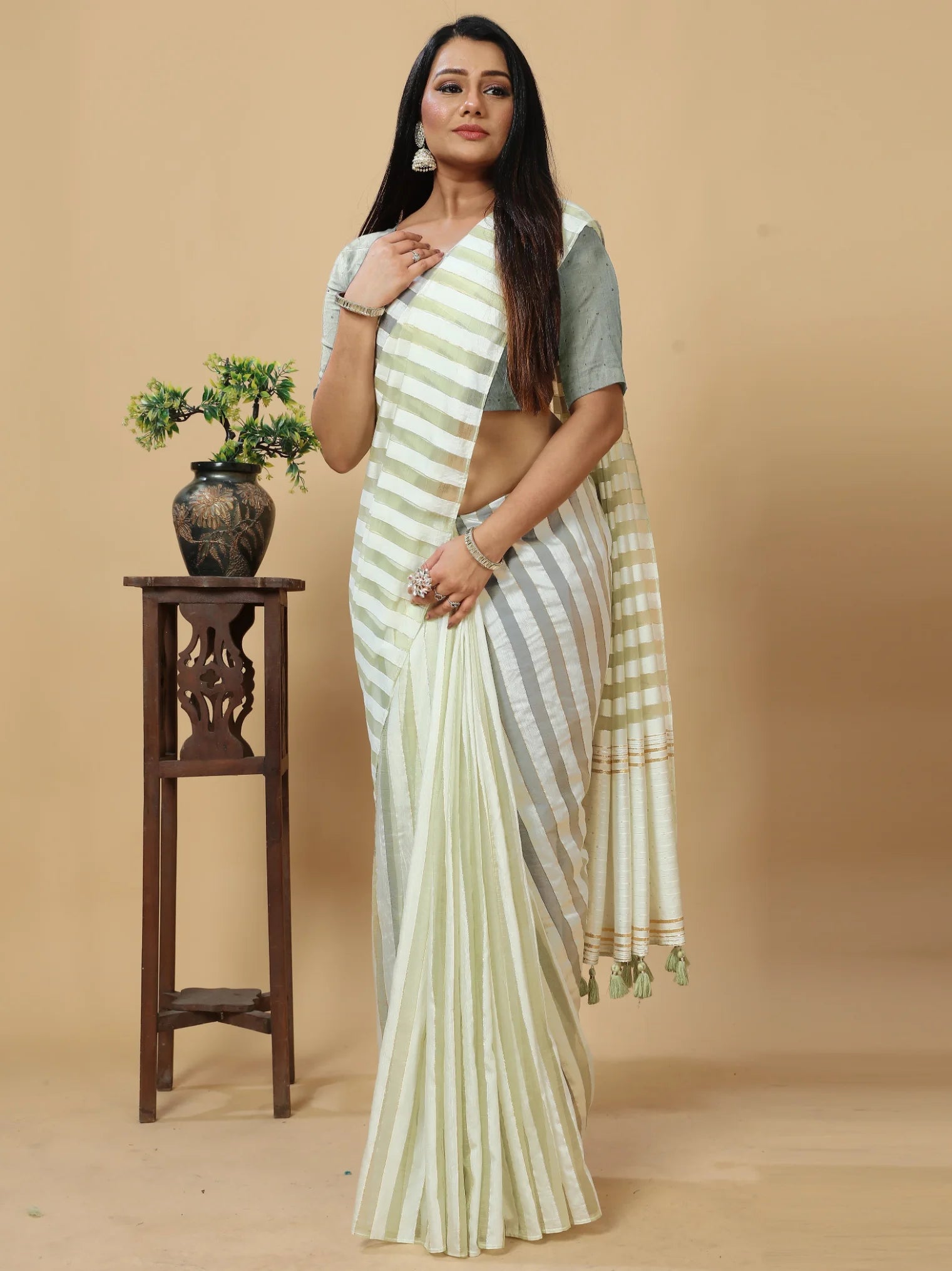 PISTA SHADE VISCOSE MUL FIGARO SAREE