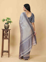 GREY ART SILK SAREE WITH WEAVED BORDER