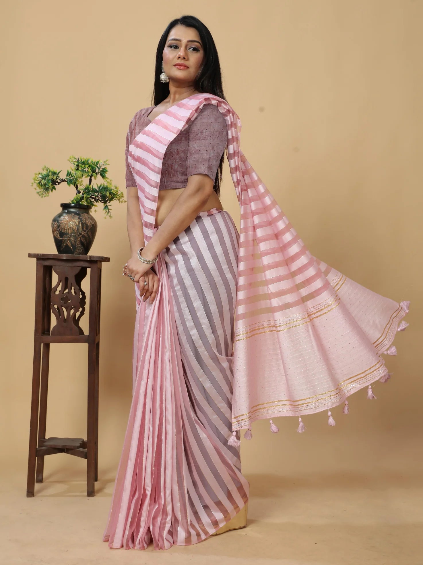 LILAC SHADE VISCOSE MUL FIGARO SAREE
