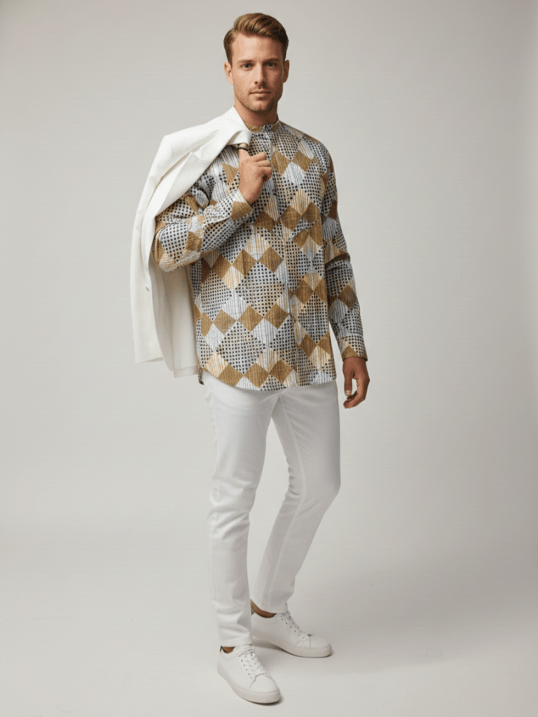 BROWN PERI PERI BLOCK MENS SHIRT