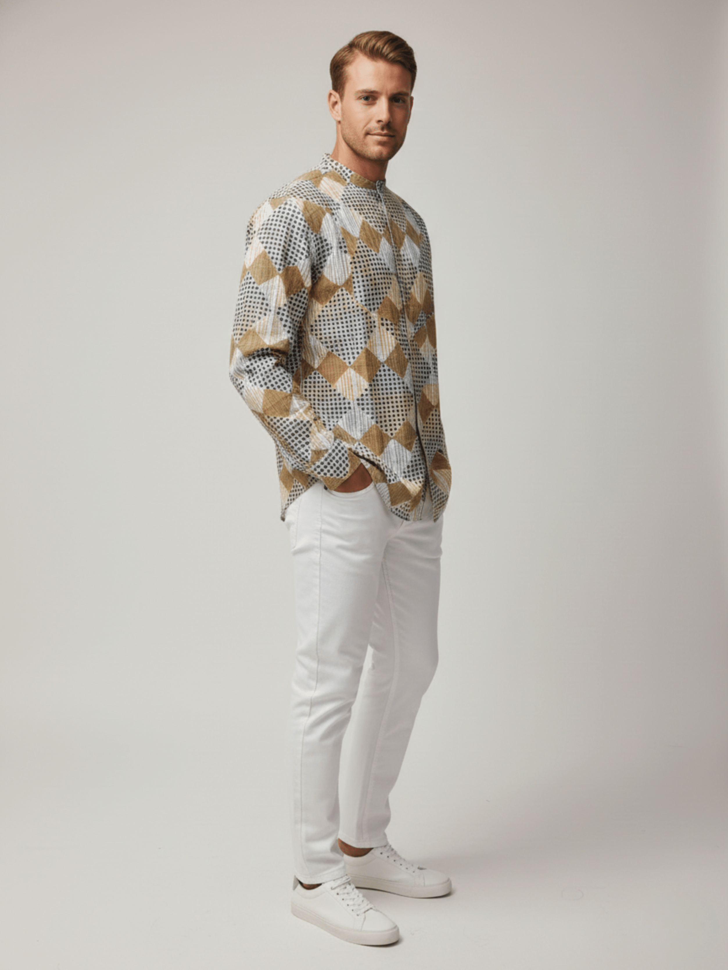 BROWN PERI PERI BLOCK PRINTED MENS SHIRT