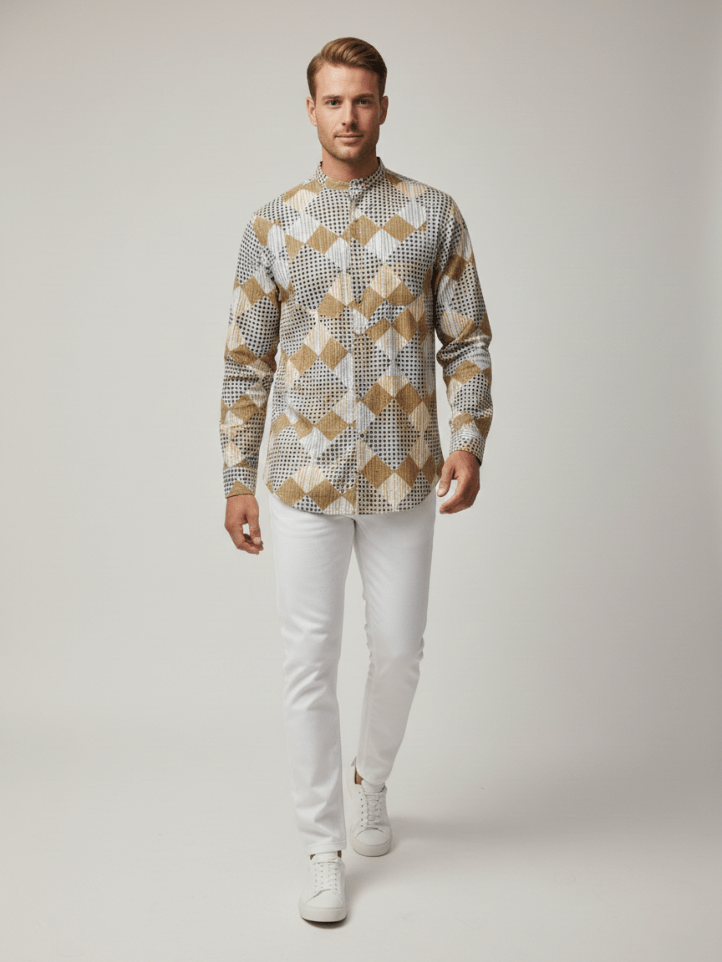 BROWN PERI PERI BLOCK MENS SHIRT