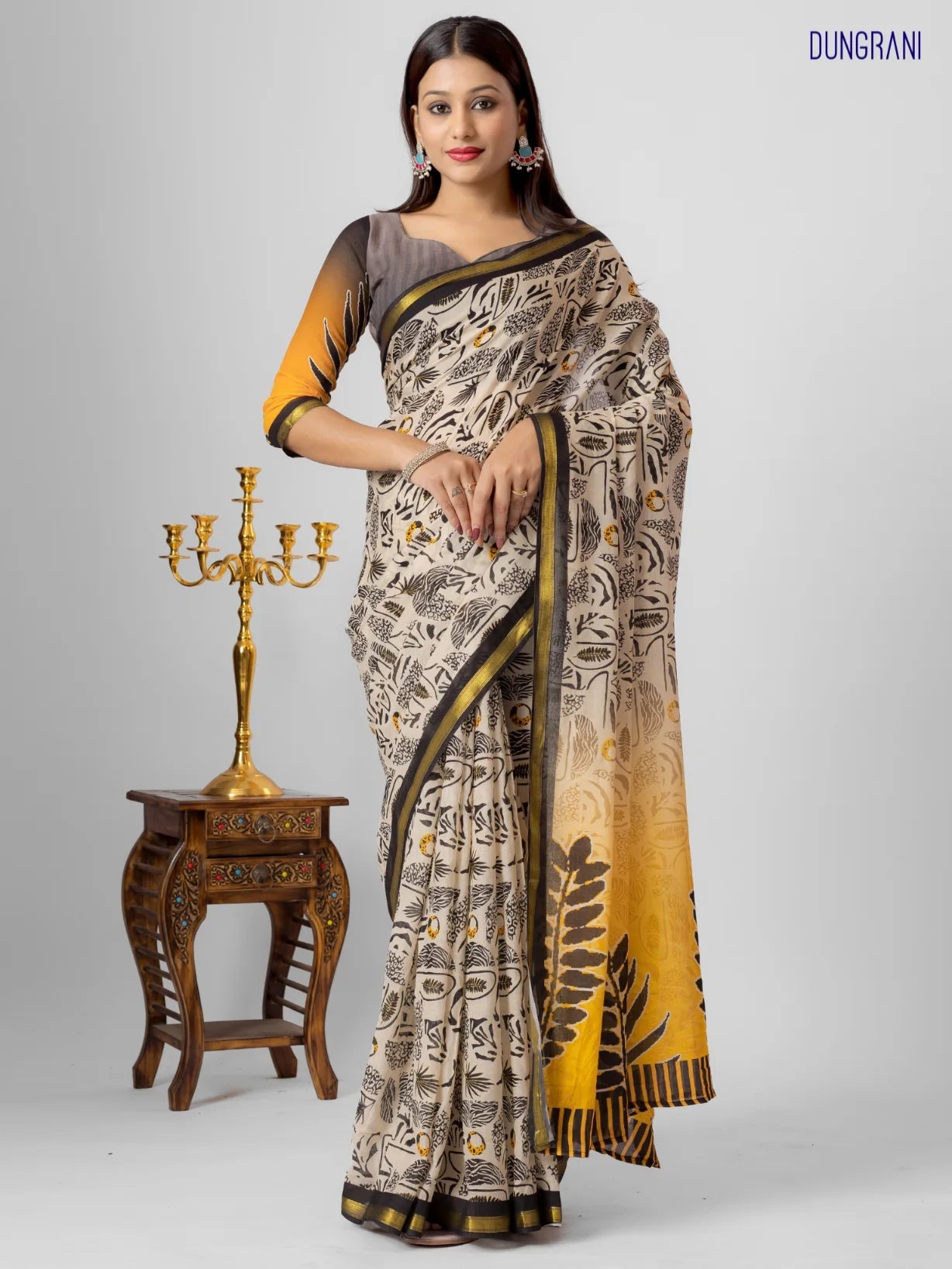 BUTTER CREAM VISCOSE MUL LIVA DIGITAL PRINTED SAREE