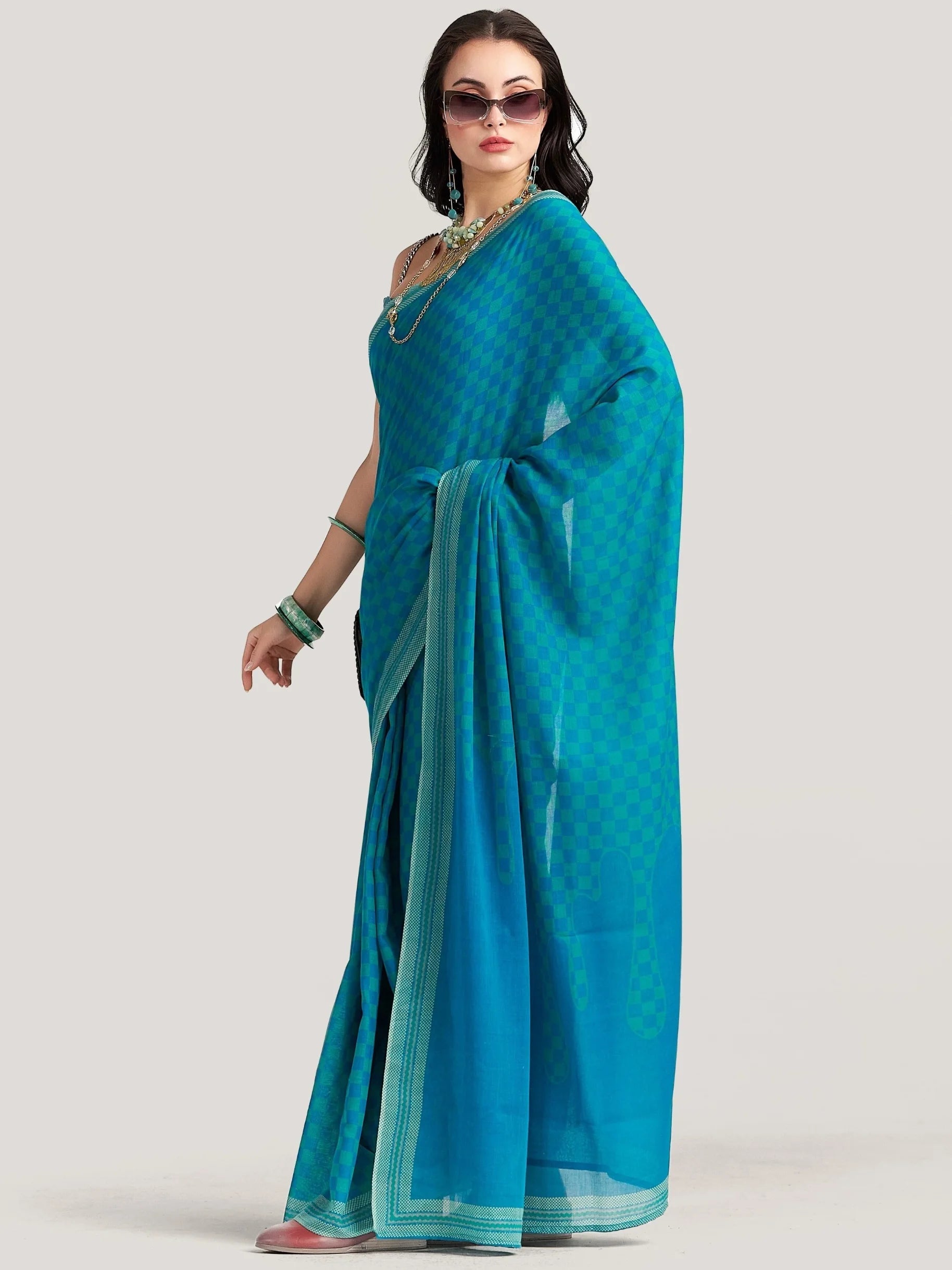 CAPRI BLUE VISCOSE MUL LIVA DIGITAL PRINTED SAREE