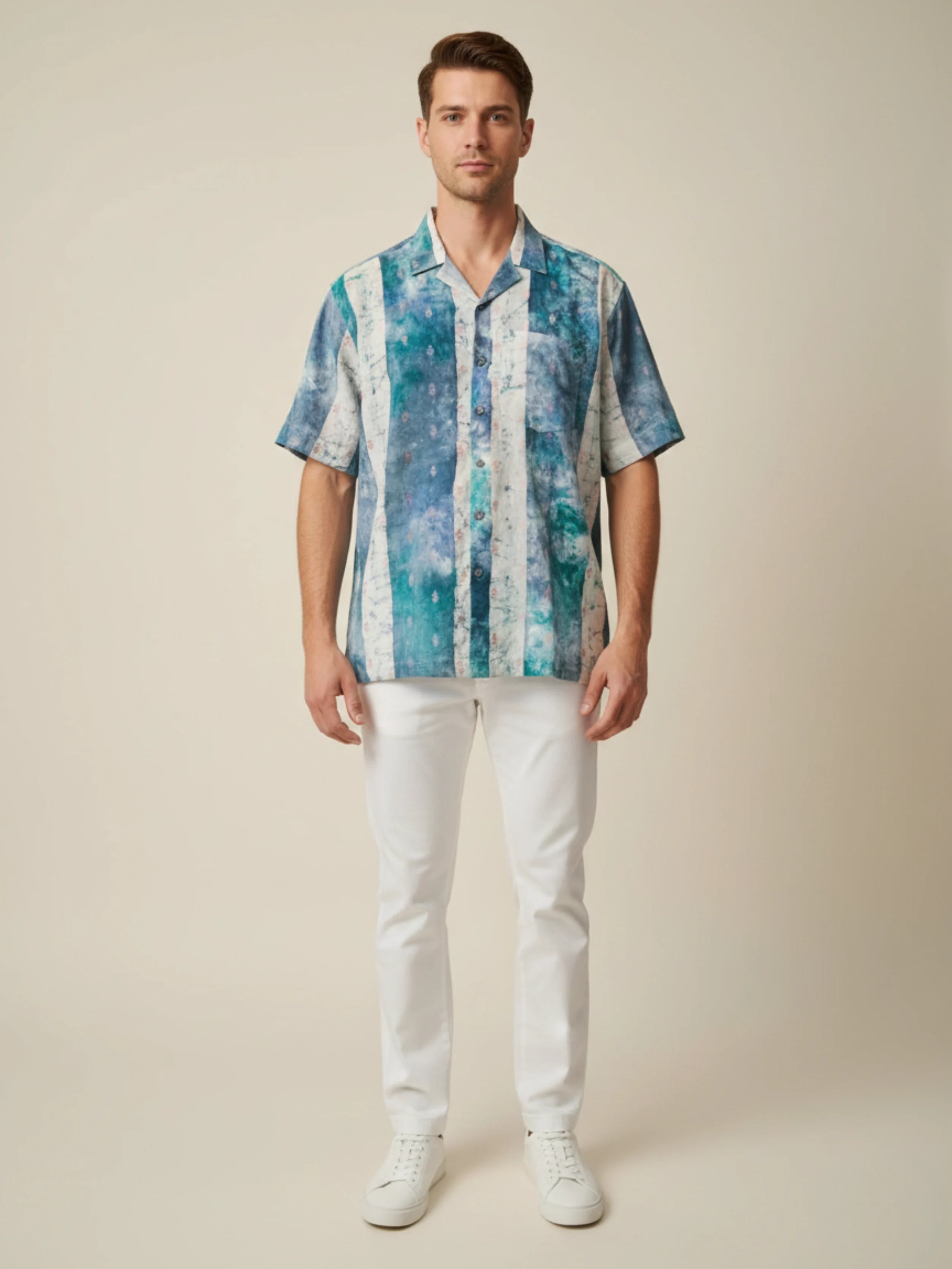 C.C LEAF BATIK PRINTED MULTI-COLOR MEN'S SHIRT