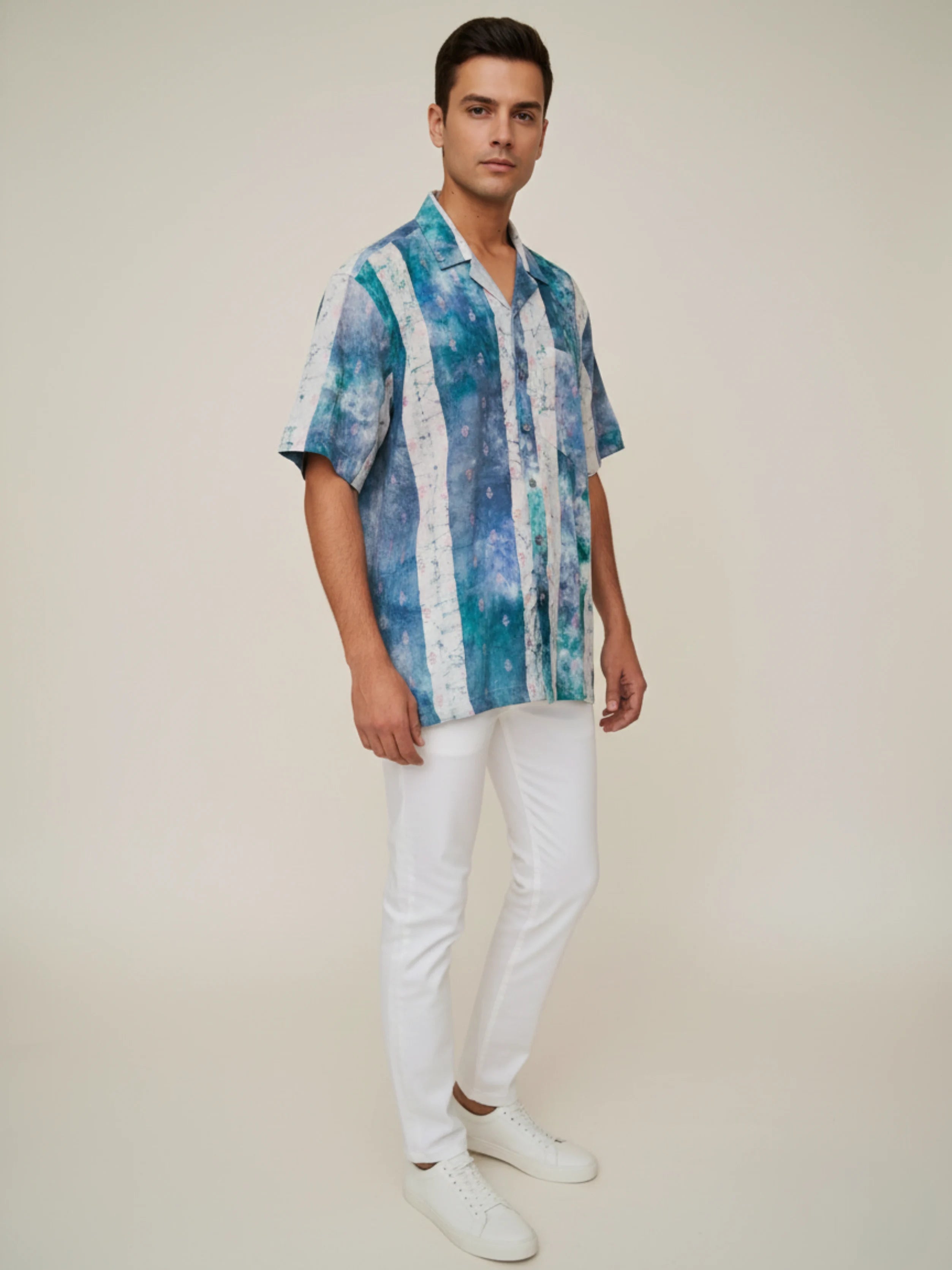 C.C LEAF BATIK PRINTED MULTI-COLOR MEN'S SHIRT