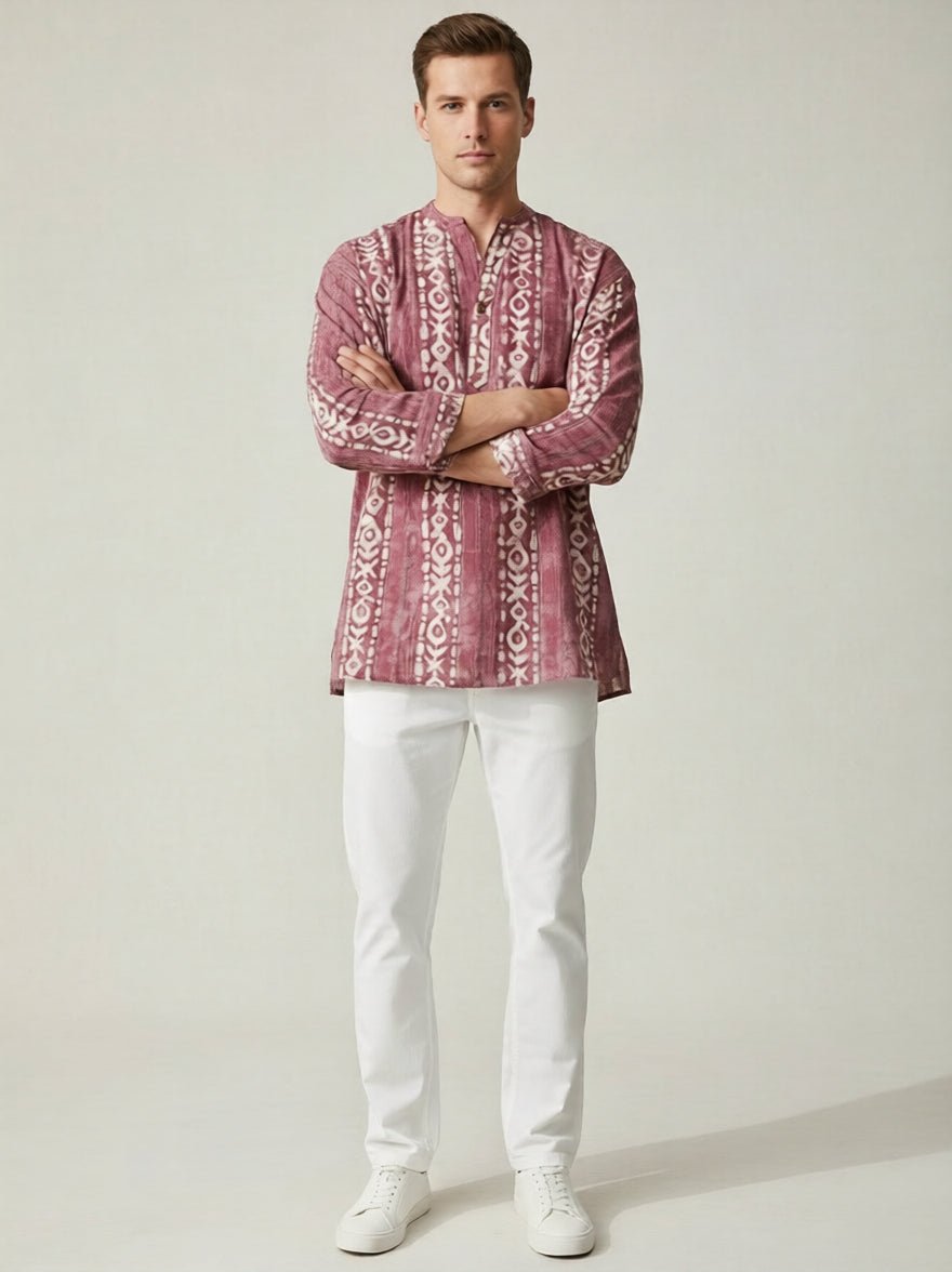 C.C NR GOLD BATIK MAUVE MENS SHIRT