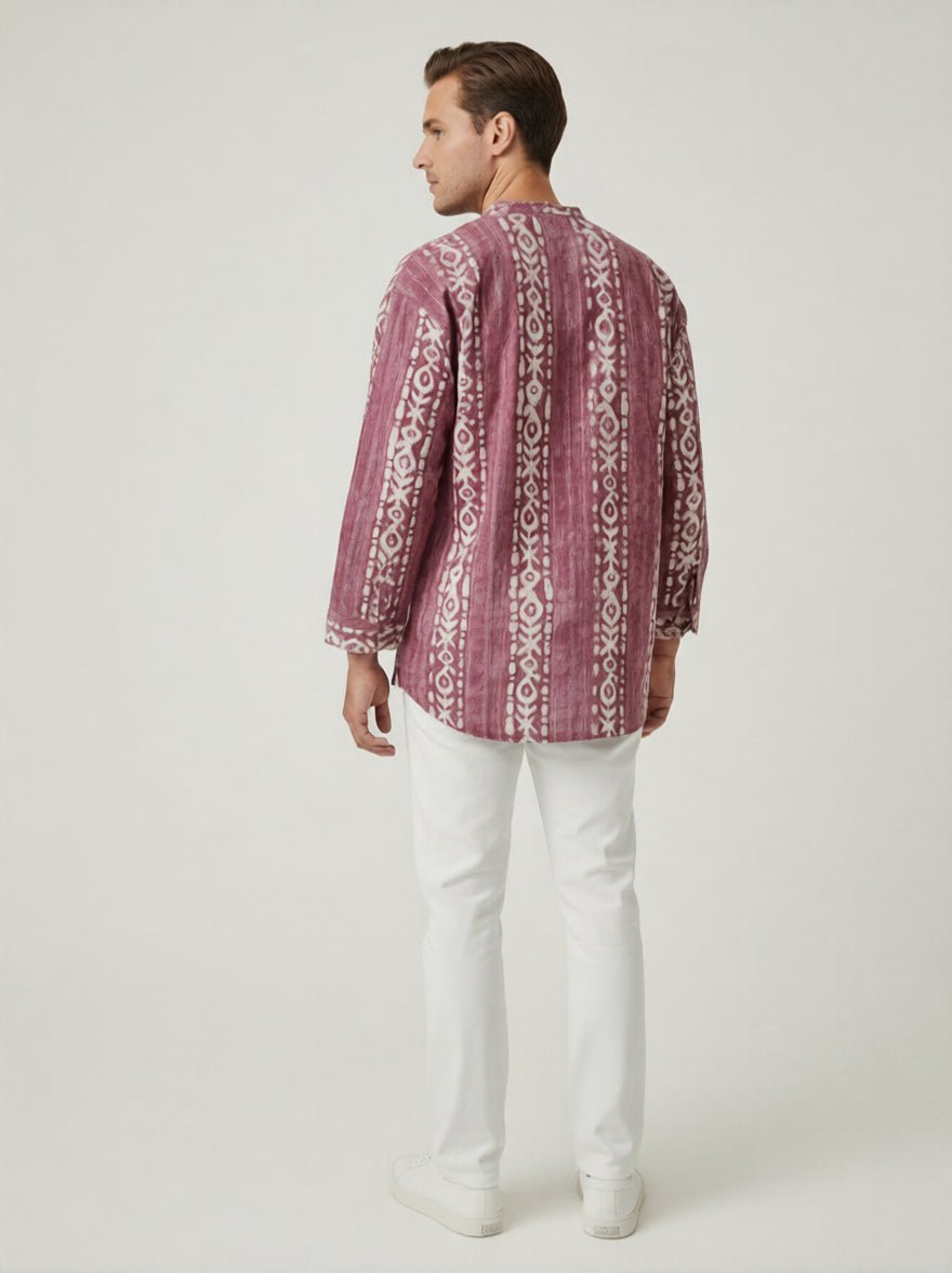 C.C NR GOLD BATIK MAUVE MENS SHIRT