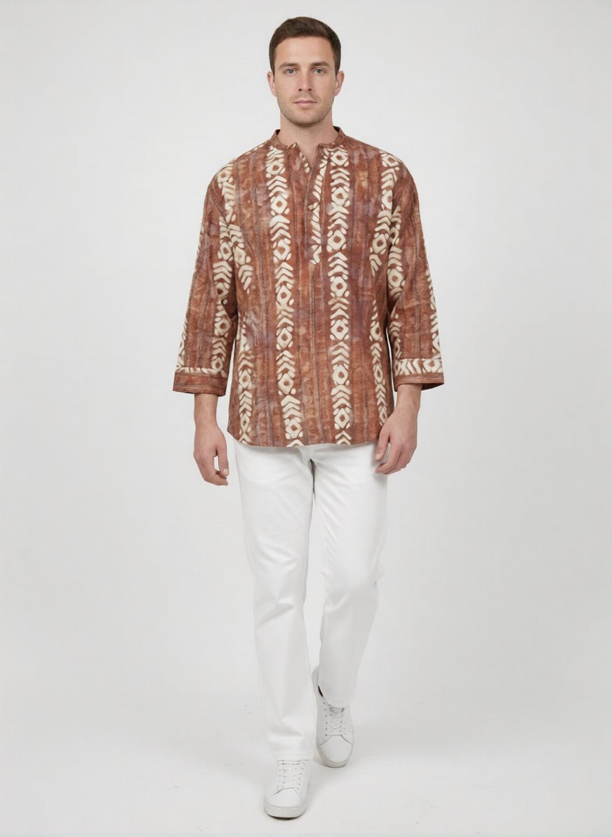C.C NR GOLD BATIK RUST MENS SHIRT