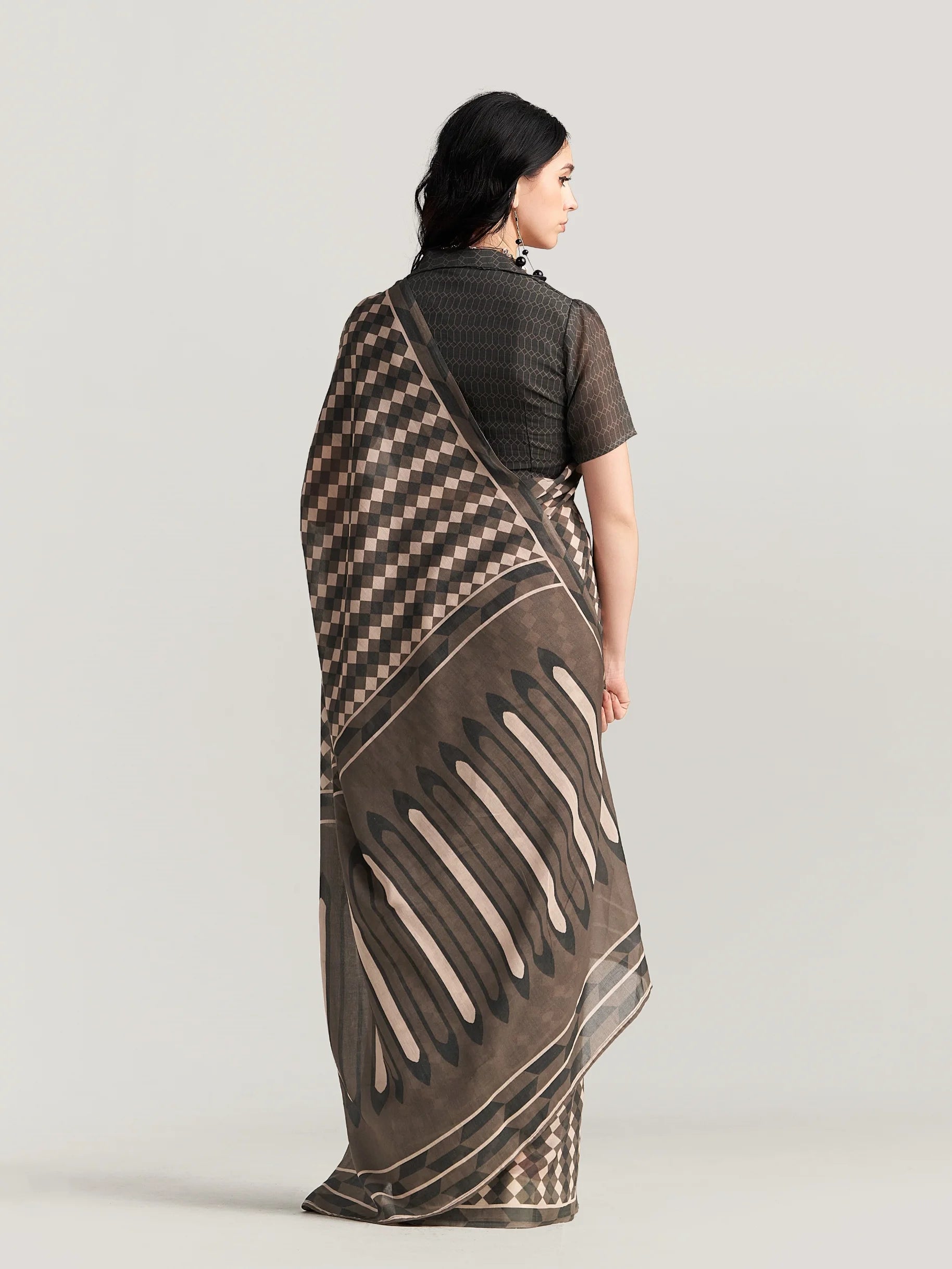 COFFEE BROWN MULMUL COTTON LIVA DIGITAL PRINTED SAREE