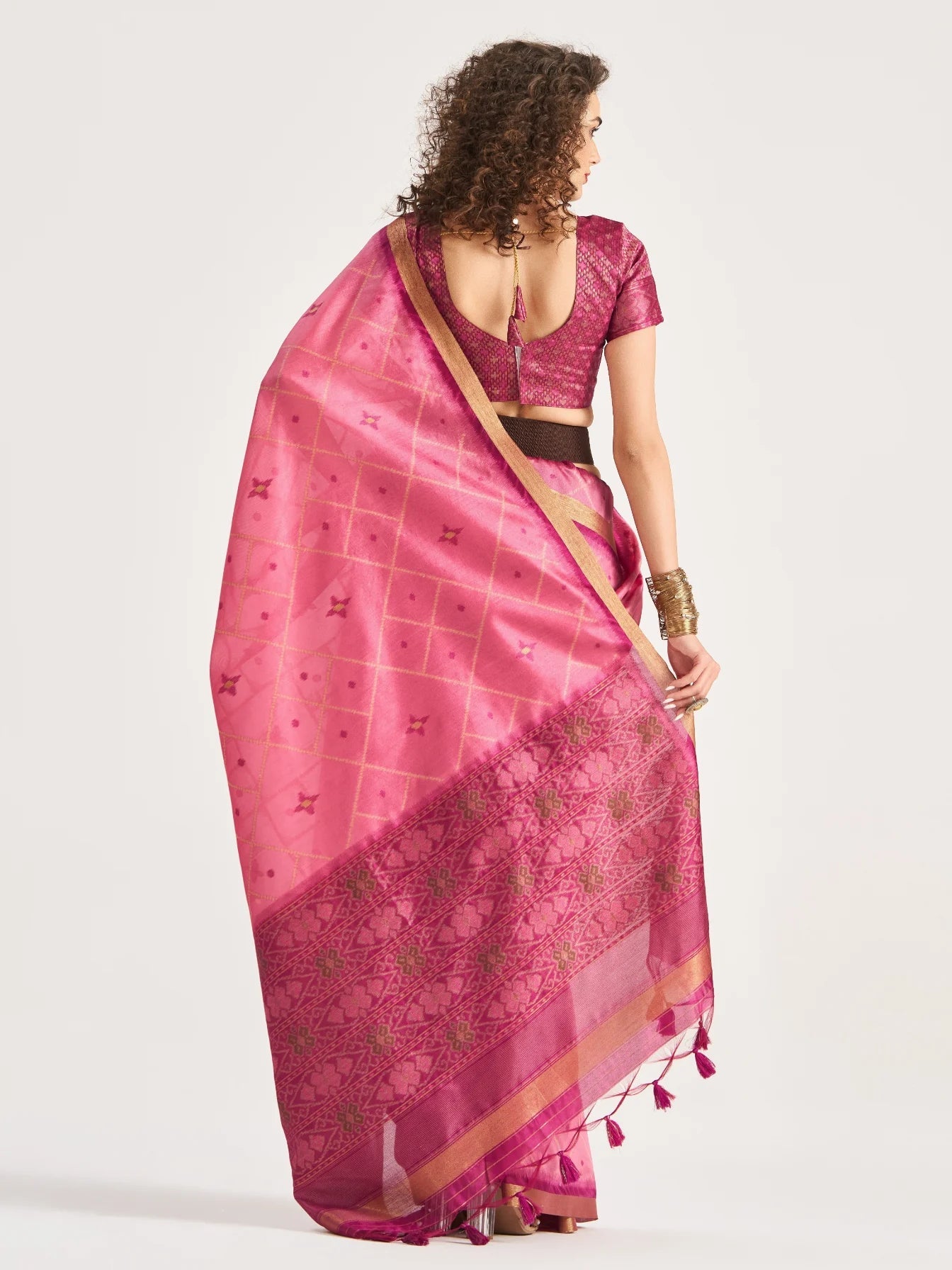 DARK PINK HANDWOVEN BUTTERFLY ART SILK SAREE