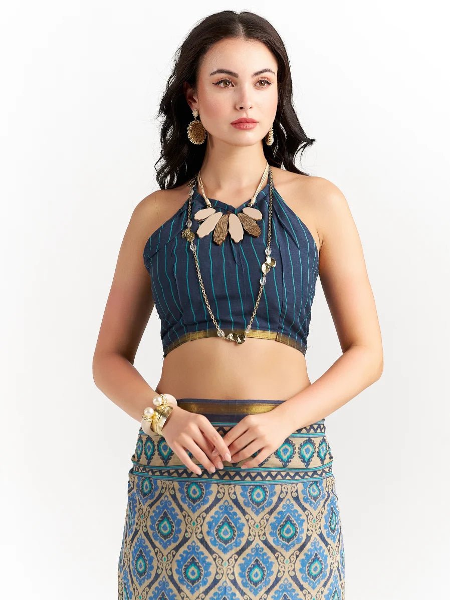 GLAUCOUS BLUE VISCOSE MUL LIVA DIGITAL PRINTED SAREE