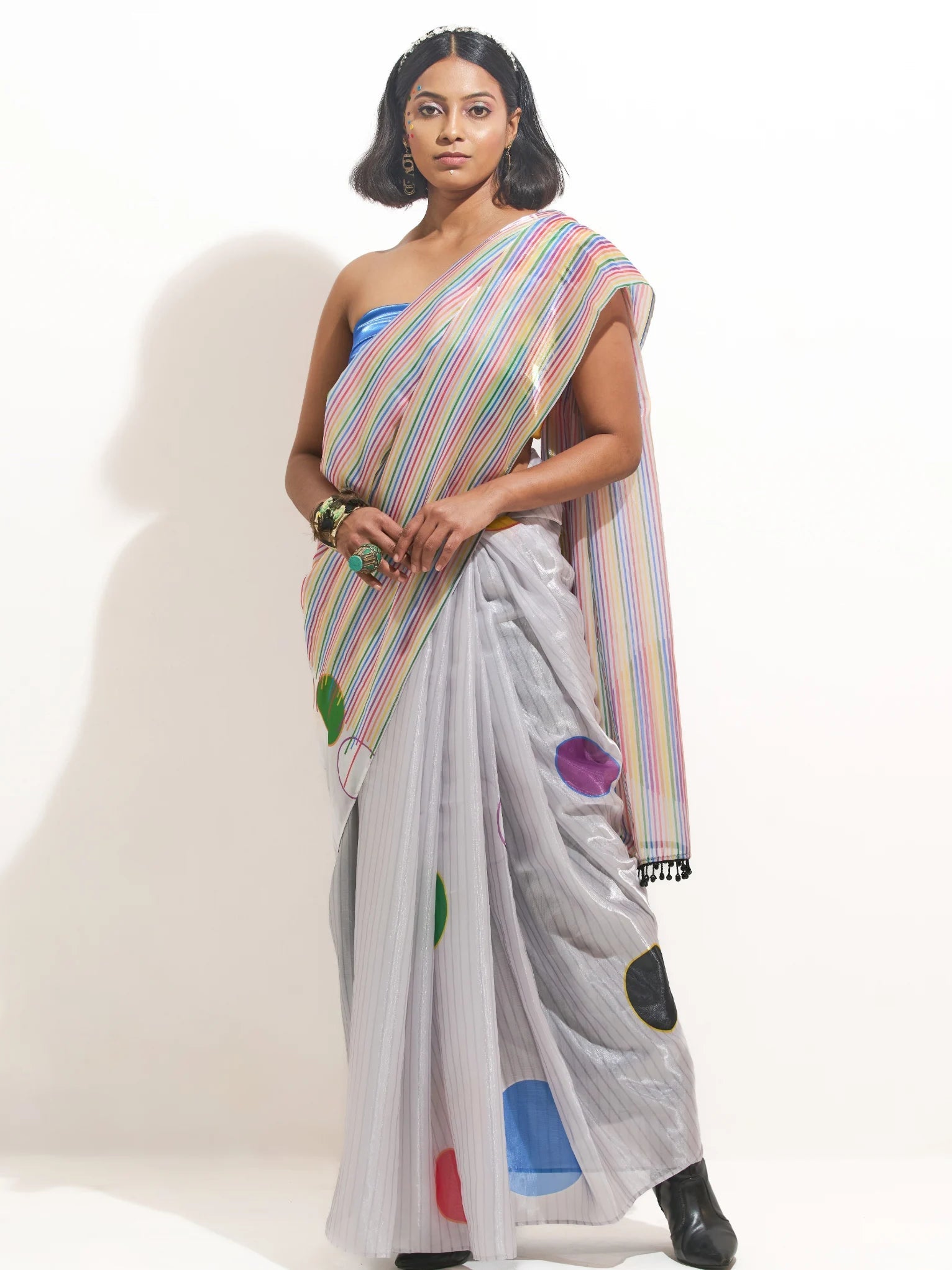 GRAY SATIN ODE TO PRIDE DIGITAL PRINTED SAREE
