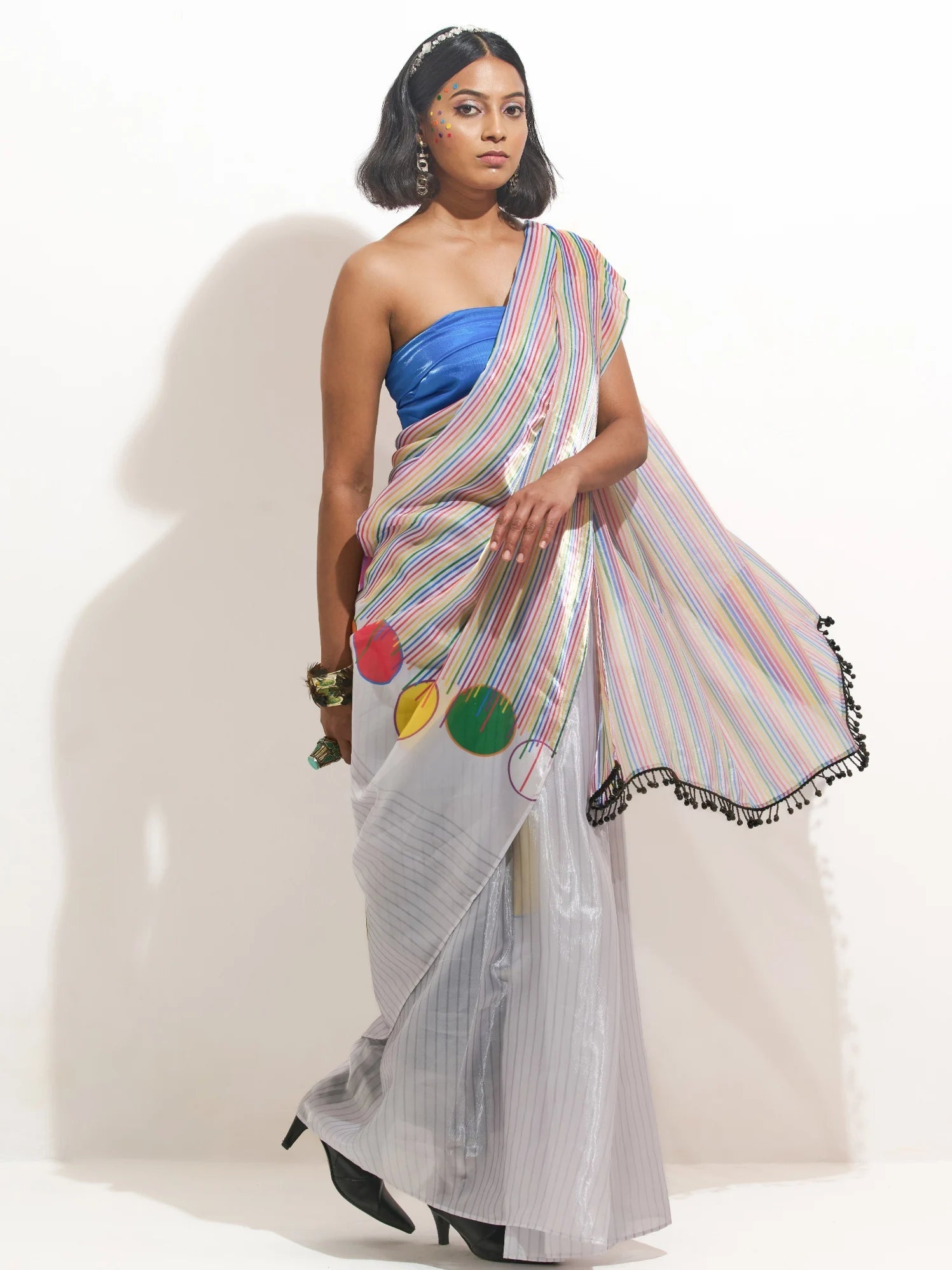 GRAY SATIN ODE TO PRIDE DIGITAL PRINTED SAREE