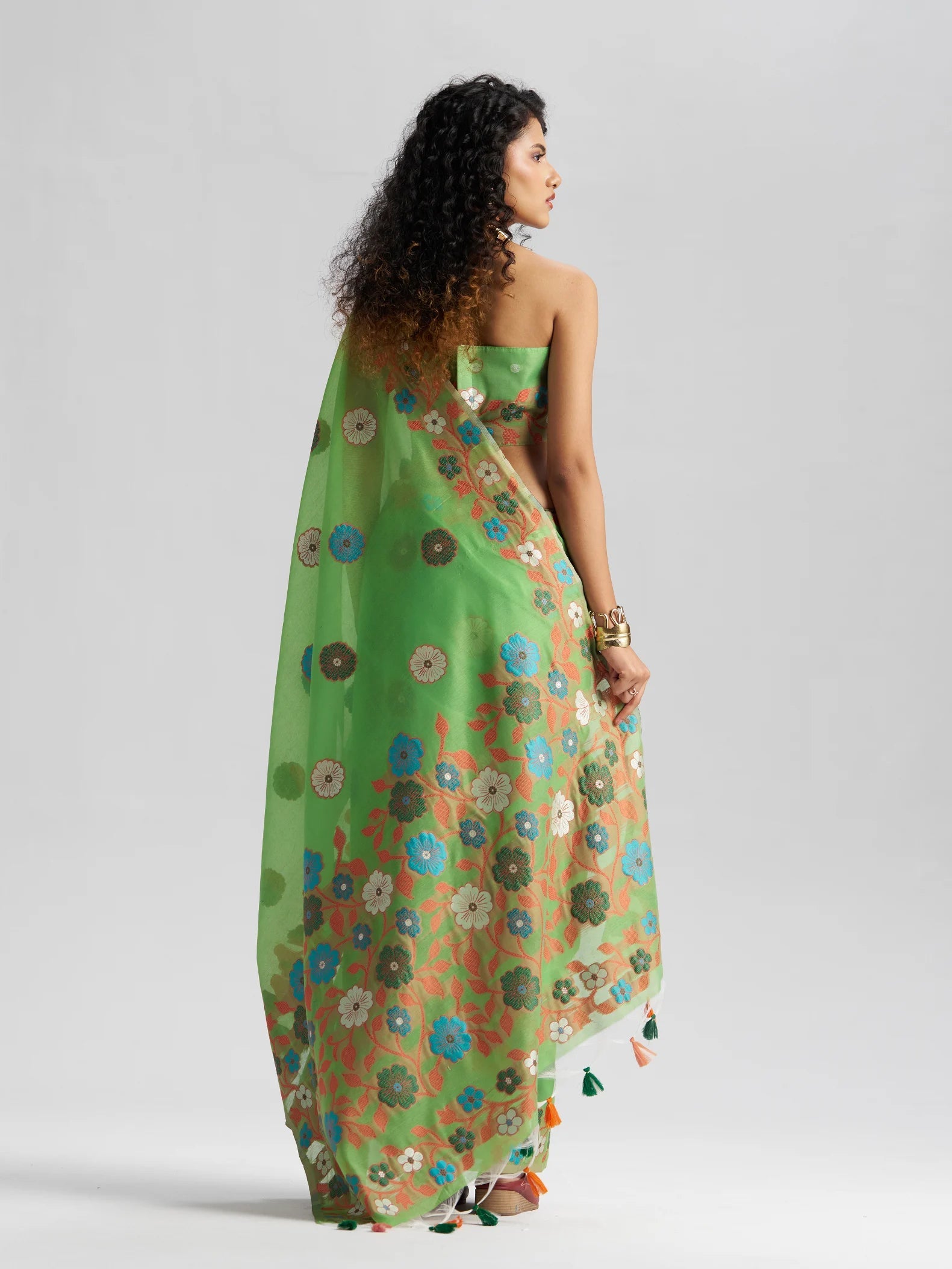 LAWN GREEN COTTON SILK GARDENIA SAREE