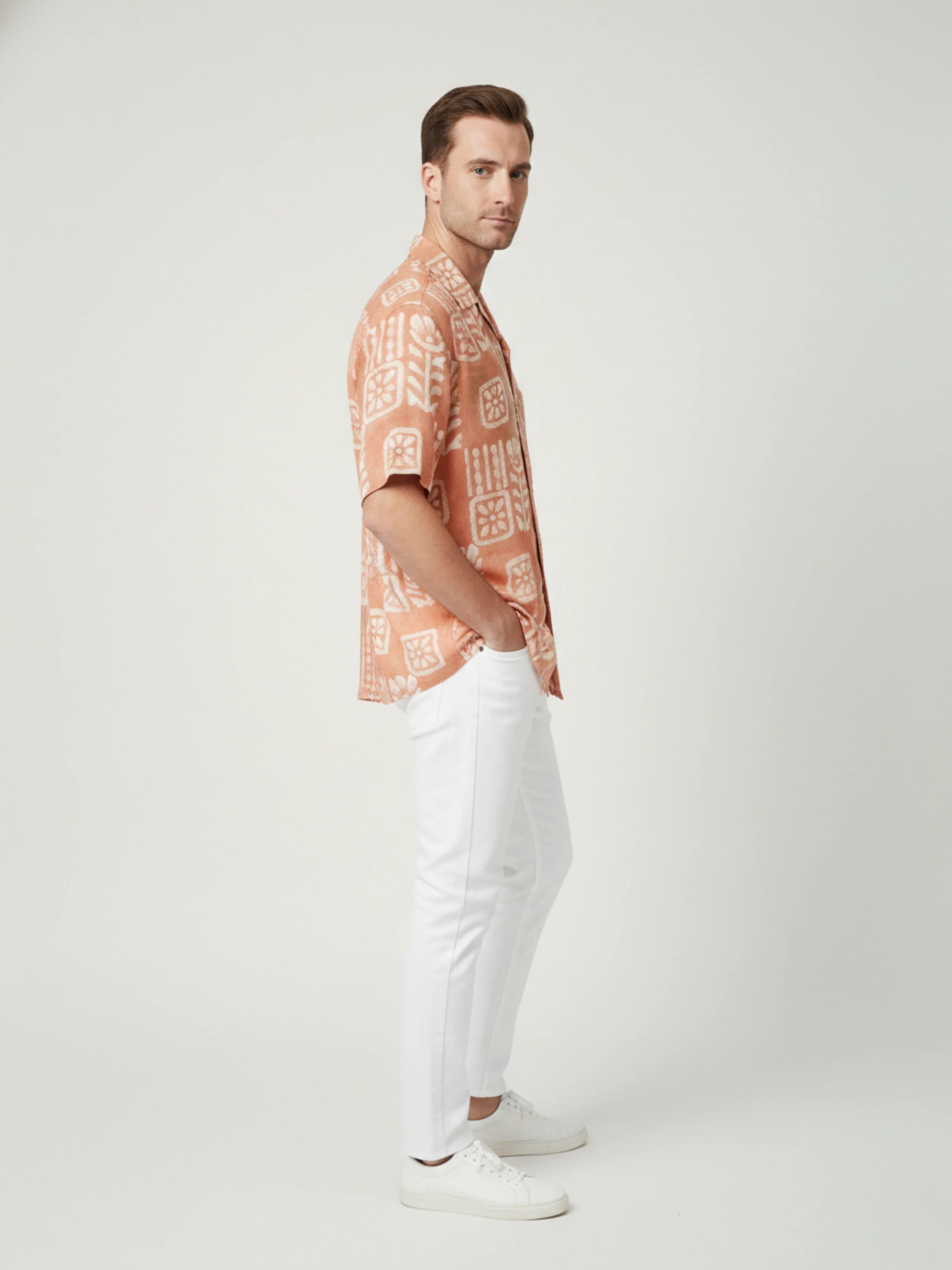 LIVO LINEN BATIK PRINTED MULTI-COLOR MEN'S SHIRT