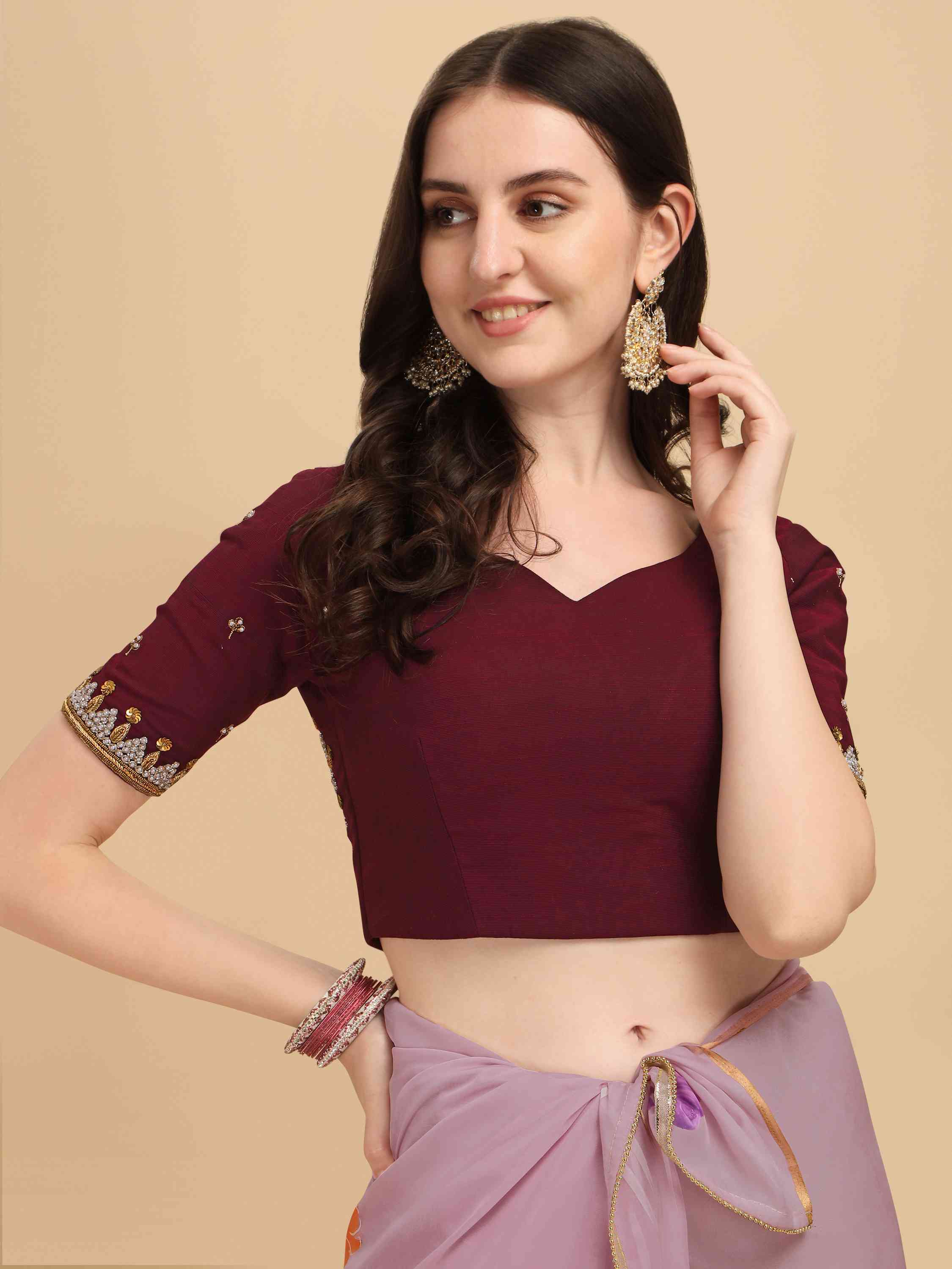MAUVE PINK HAND PAINTED ORGANZA SILK SAREE