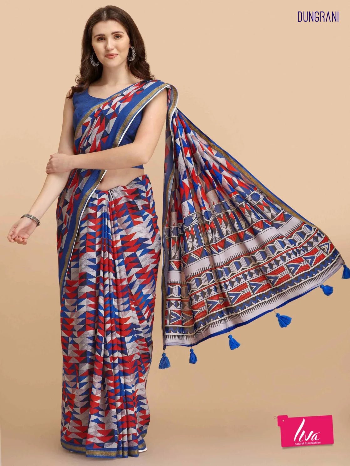 NAVY BLUE VISCOSE MUL LIVA DIGITAL PRINTED SAREE