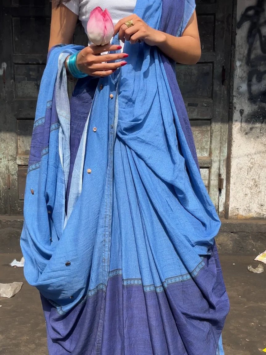 NIKITA RANAWAT IN INDIGO WHIMSY DENIM PRINT SAREE