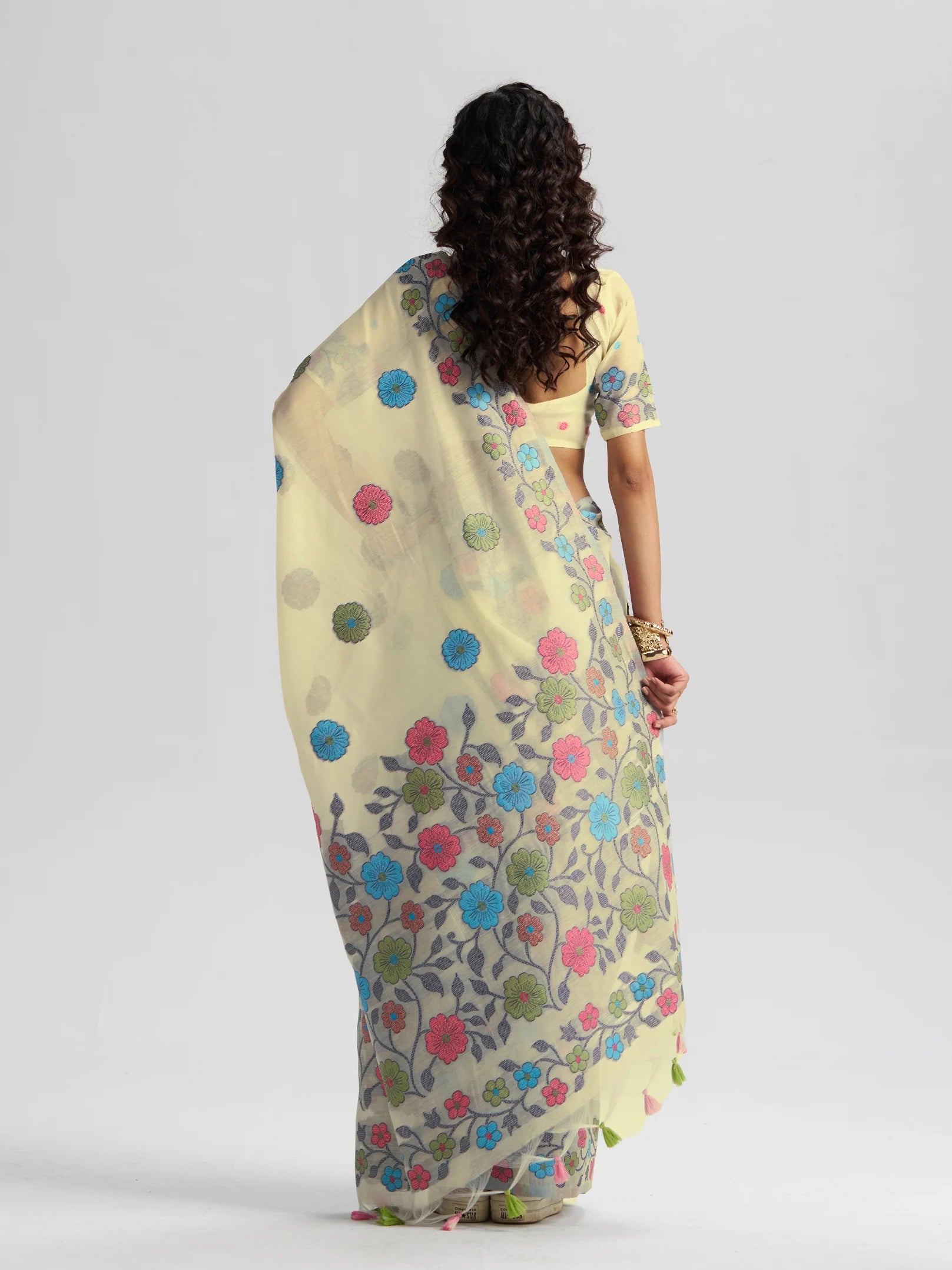 OFF WHITE COTTON SILK GARDENIA SAREE