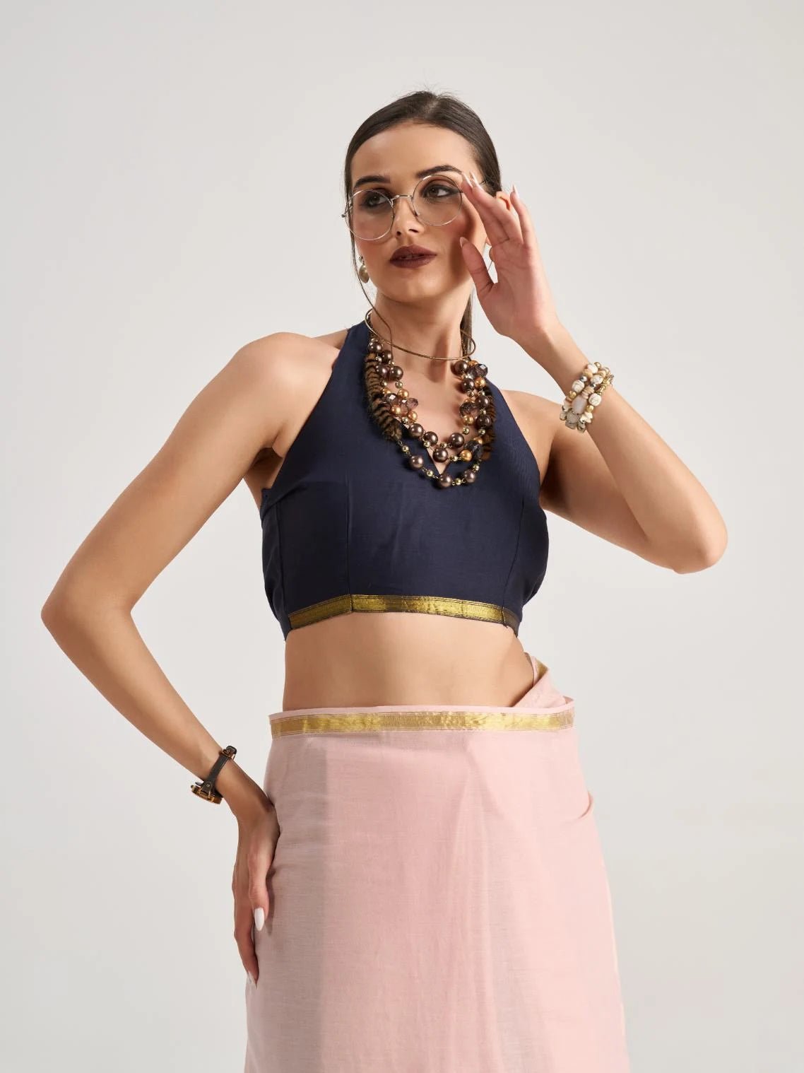 PEACH SHADE VISCOSE MUL LIVA SOLID SAREE