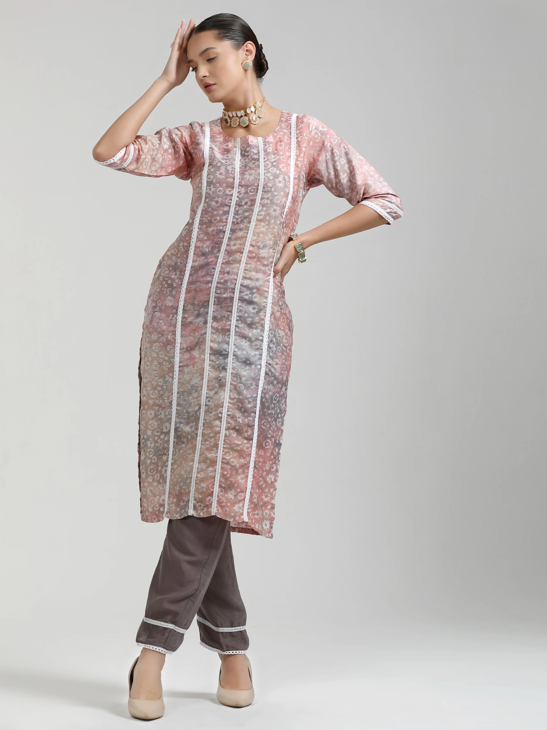 PEACH SMOOTHIE 9 BATIK PRINTED KURTA WITH PANT