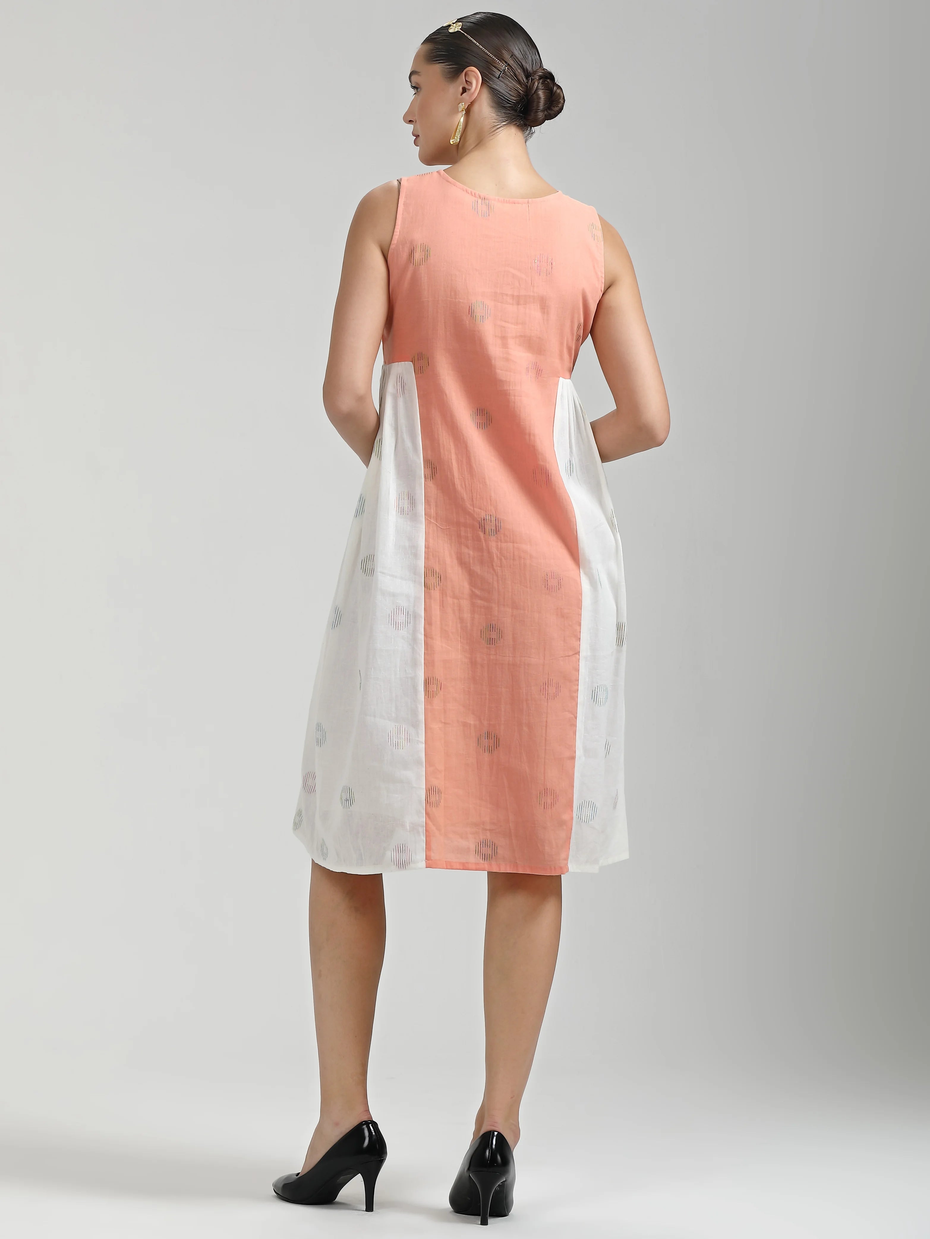 PEACH & WHITE CC COIN DYED KURTI
