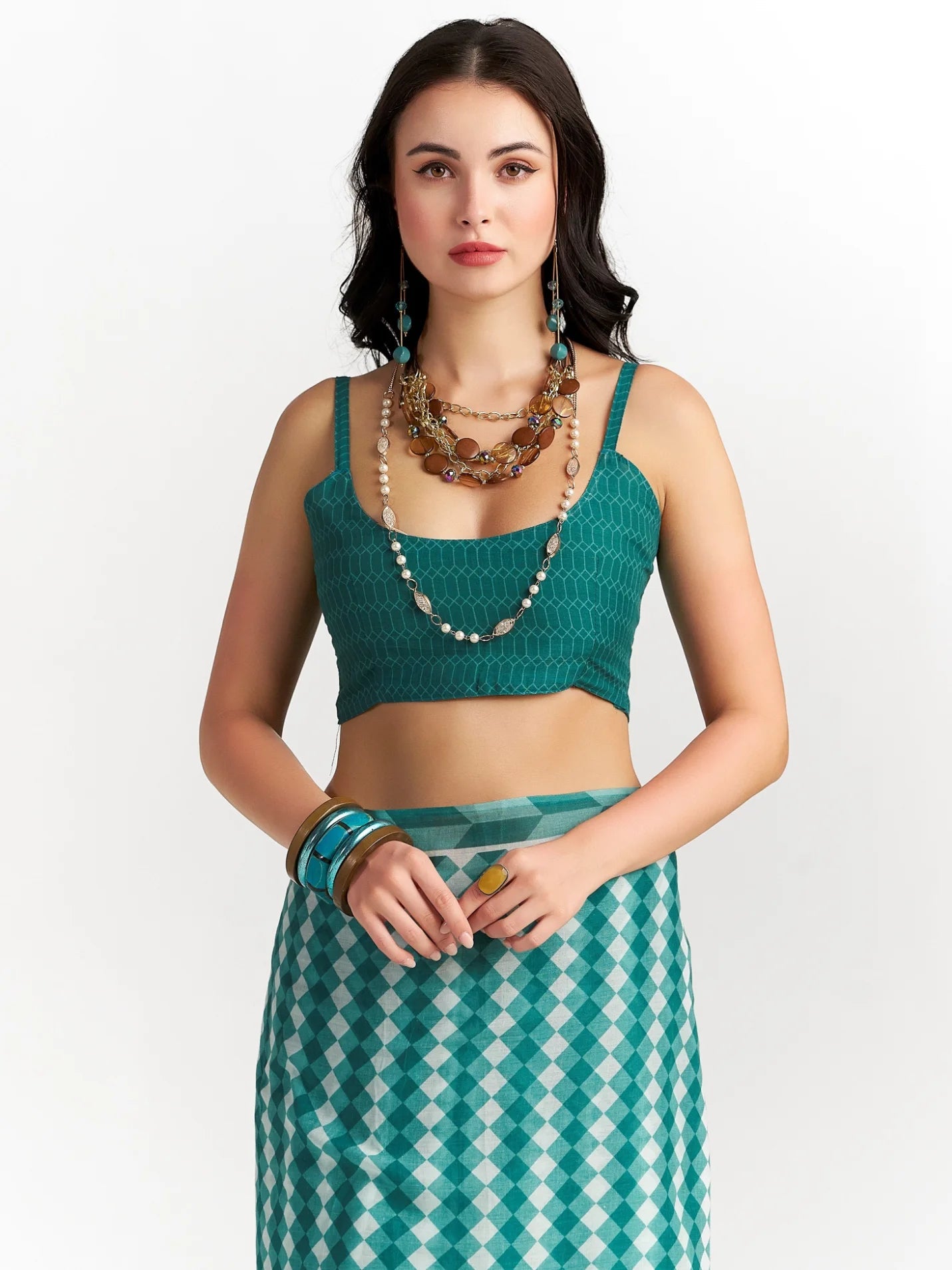 PERSIAN GREEN VISCOSE MUL LIVA DIGITAL PRINTED SAREE