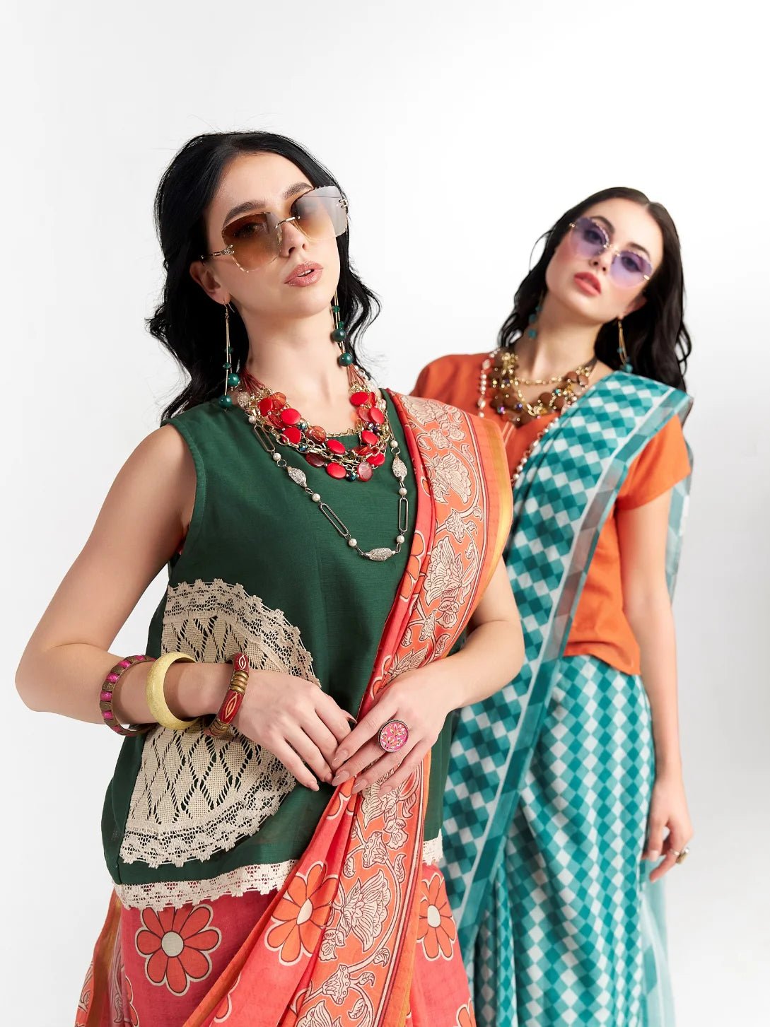 PERSIAN GREEN VISCOSE MUL LIVA DIGITAL PRINTED SAREE