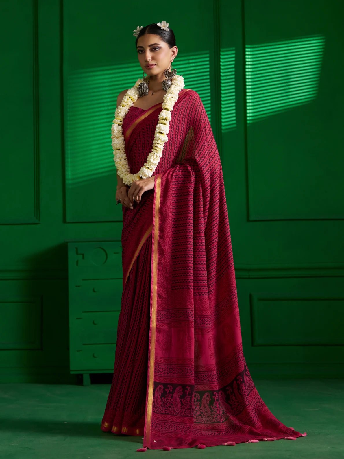 PINK DUSK VISCOSE MUL BAGH PRINT SAREE