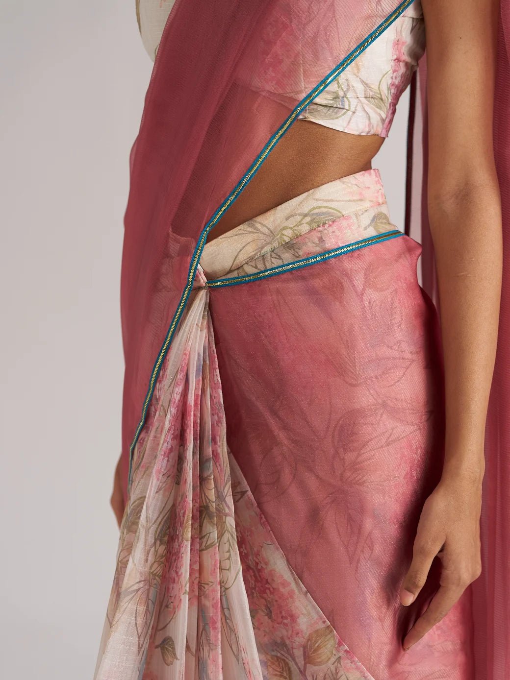 PINK SAPPHIRE SOFT ORGANZA READY TO WEAR SAREE