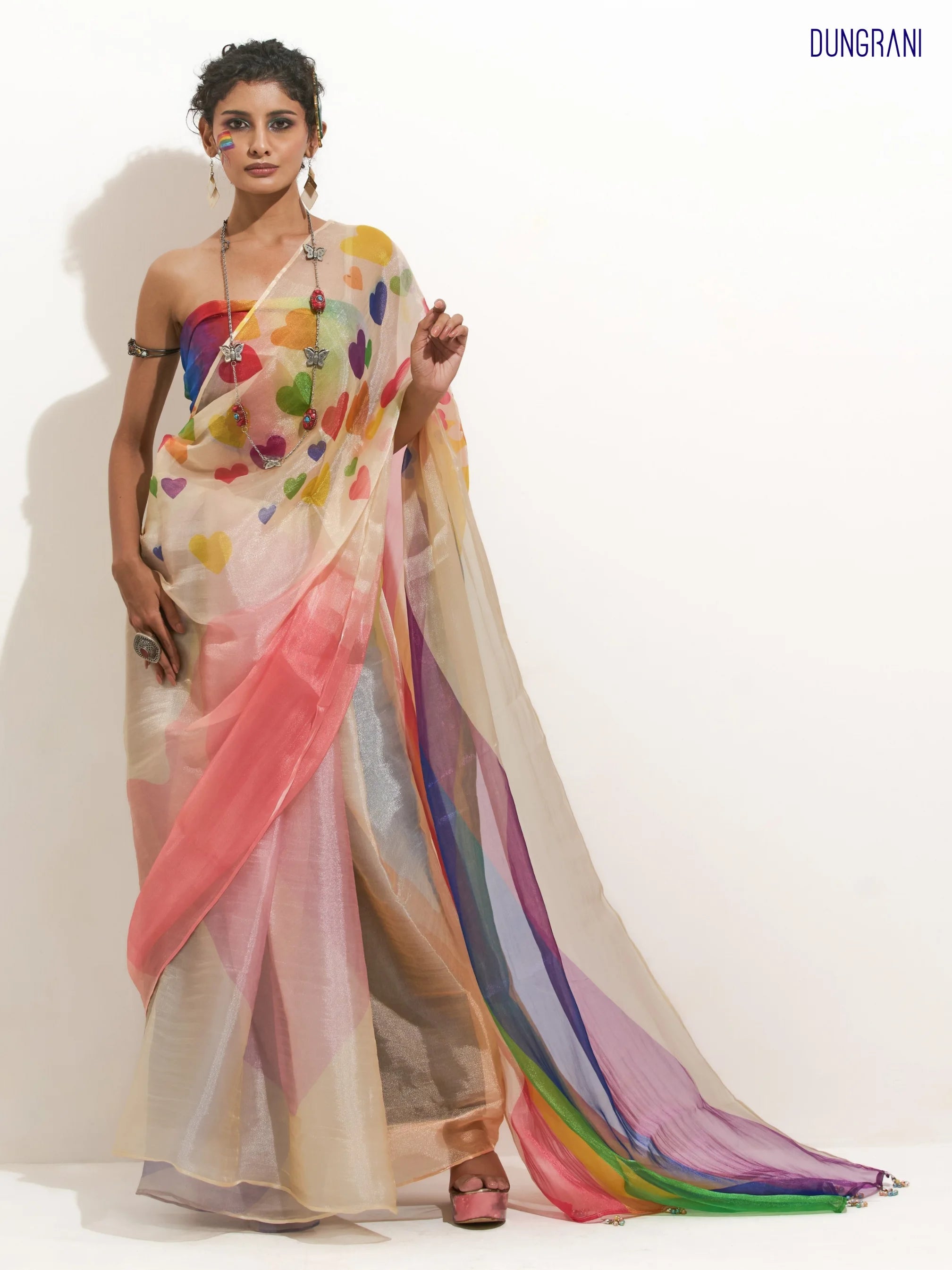 RAINBOW SHADED ORGANZA DIGITAL PRINTED SAREE