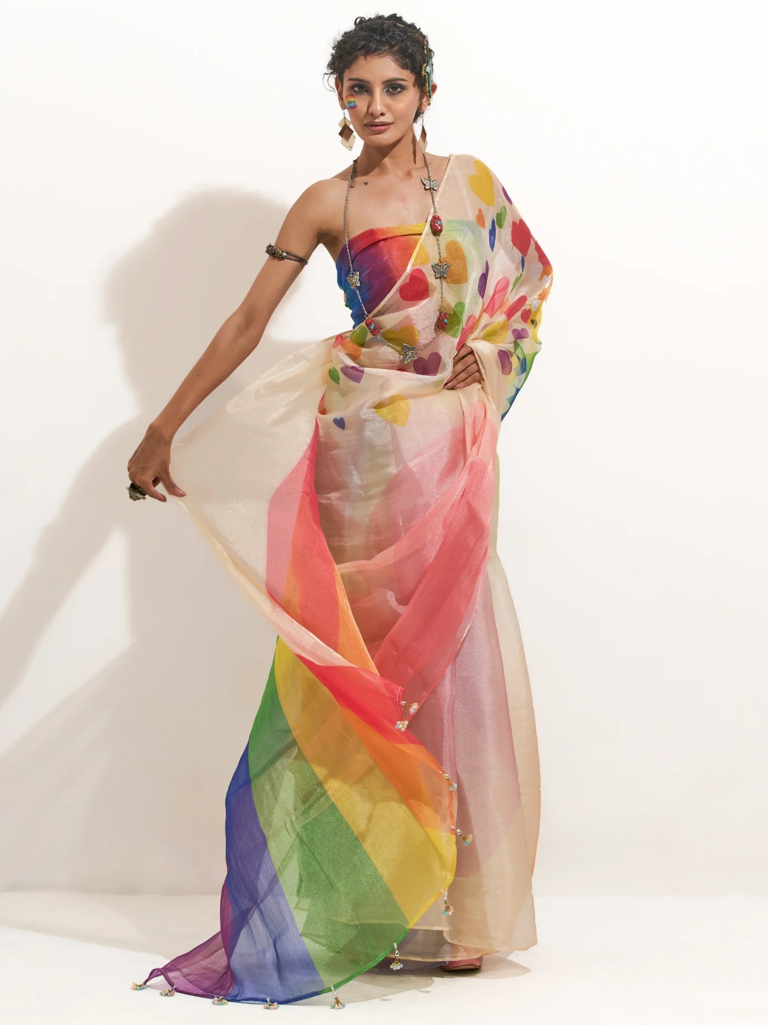 RAINBOW SHADED ORGANZA DIGITAL PRINTED SAREE