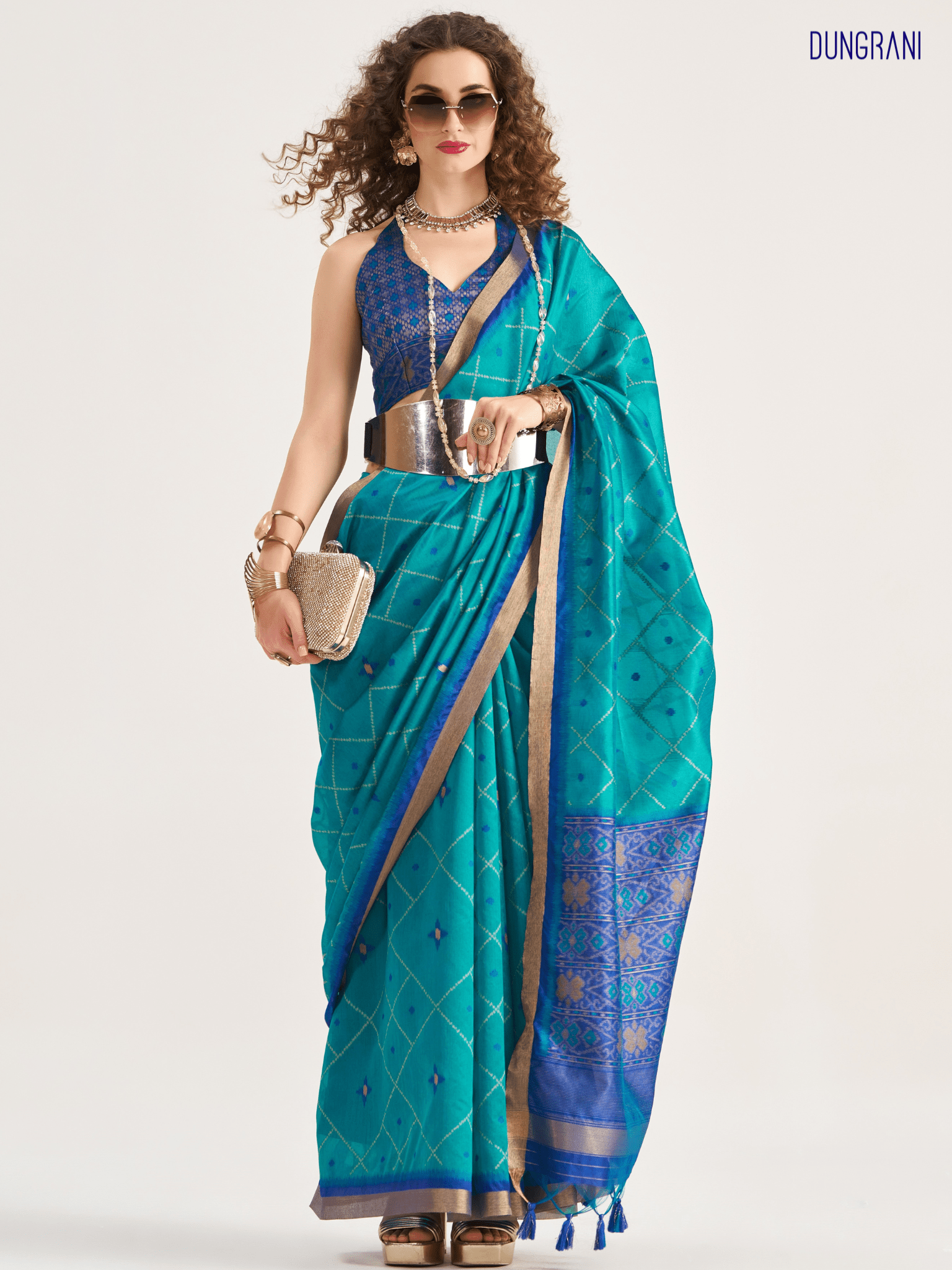 RAMA BLUE HANDWOVEN BUTTERFLY ART SILK SAREE