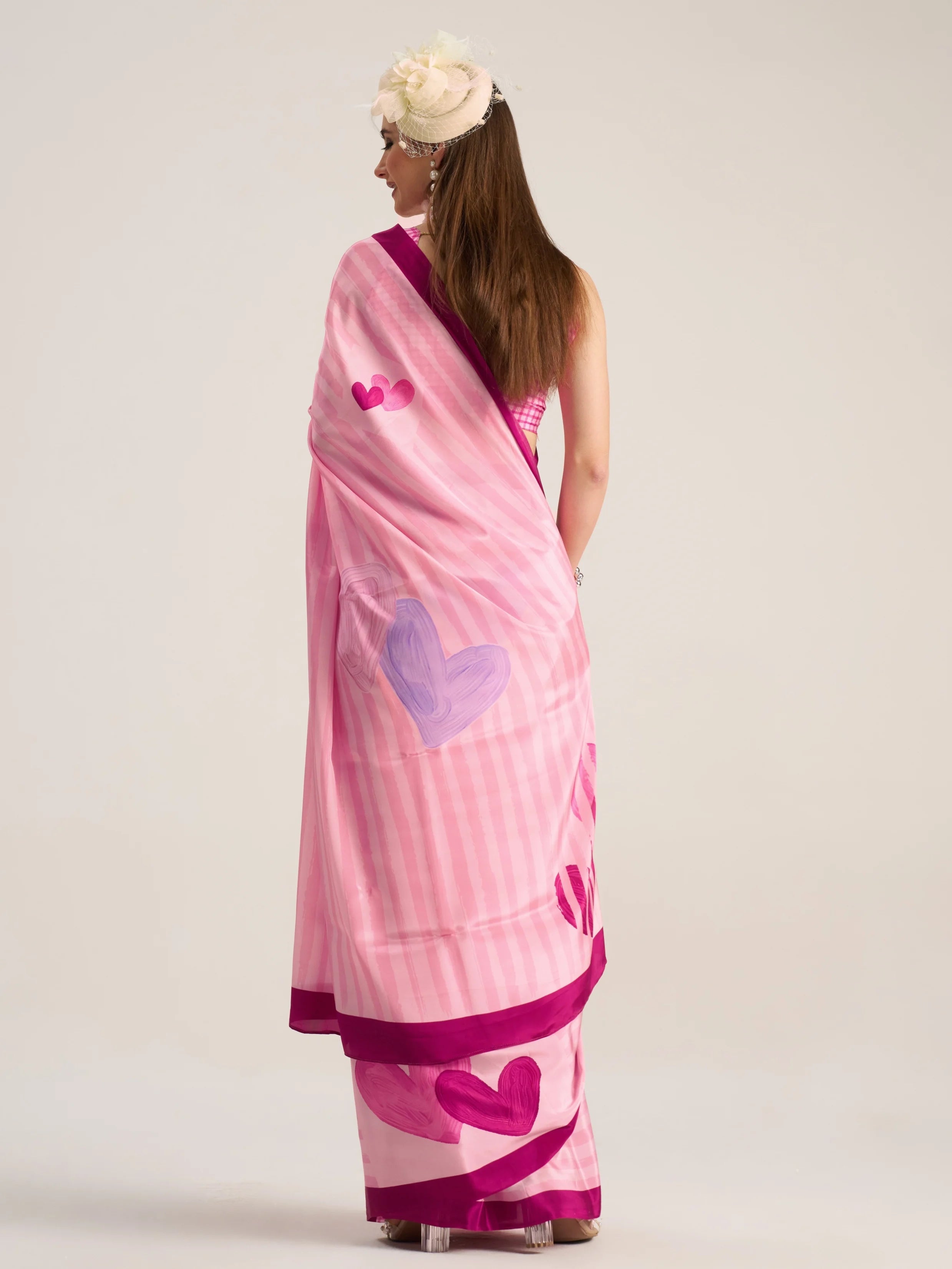 SALMON PINK NATURAL CRAPE DIGITAL PRINTED SAREE
