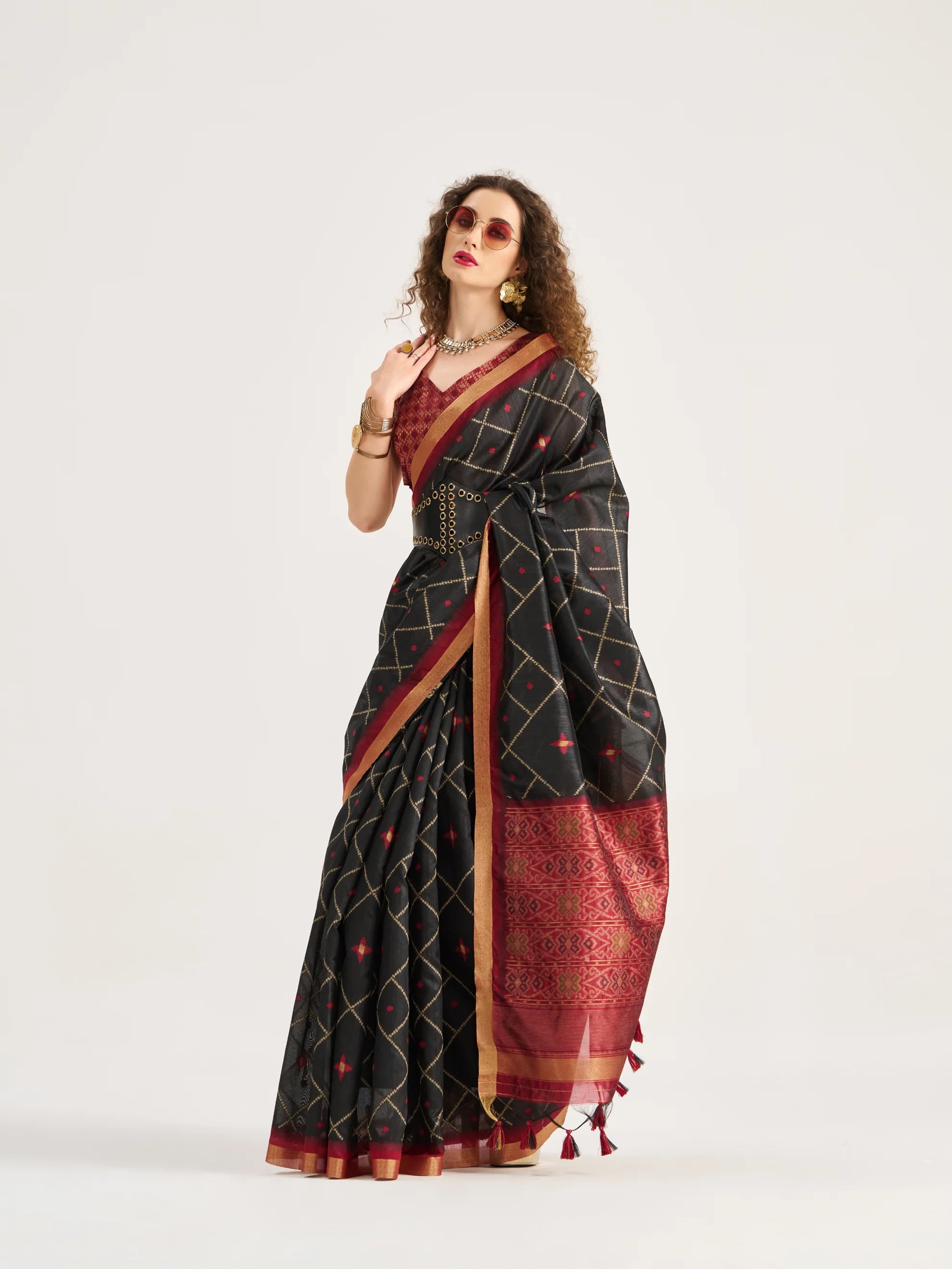 ART SILK BUTTERFLY SAREE WITH BLOUSE