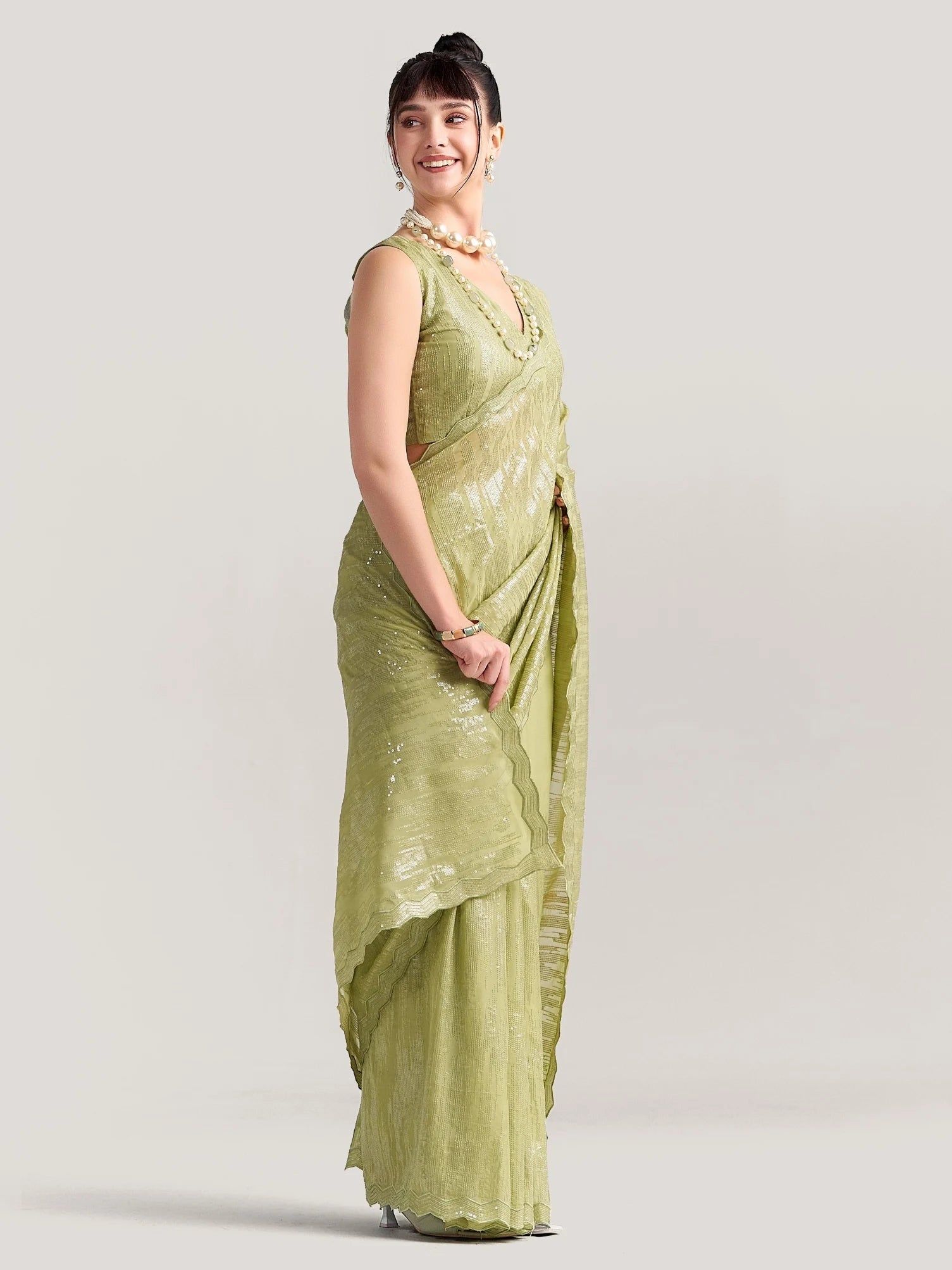 FEEZY MILKY FLEX EMBROIDERY SAREE WITH BLOUSE