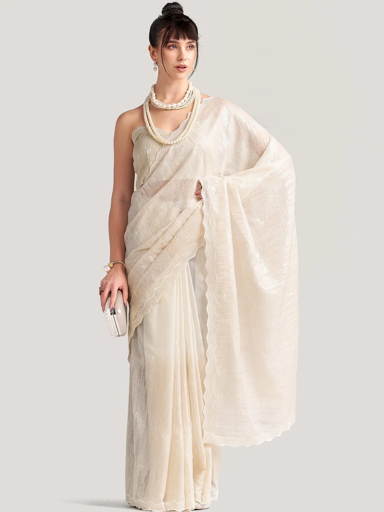 FEEZY MILKY FLEX EMBROIDERY SAREE WITH BLOUSE
