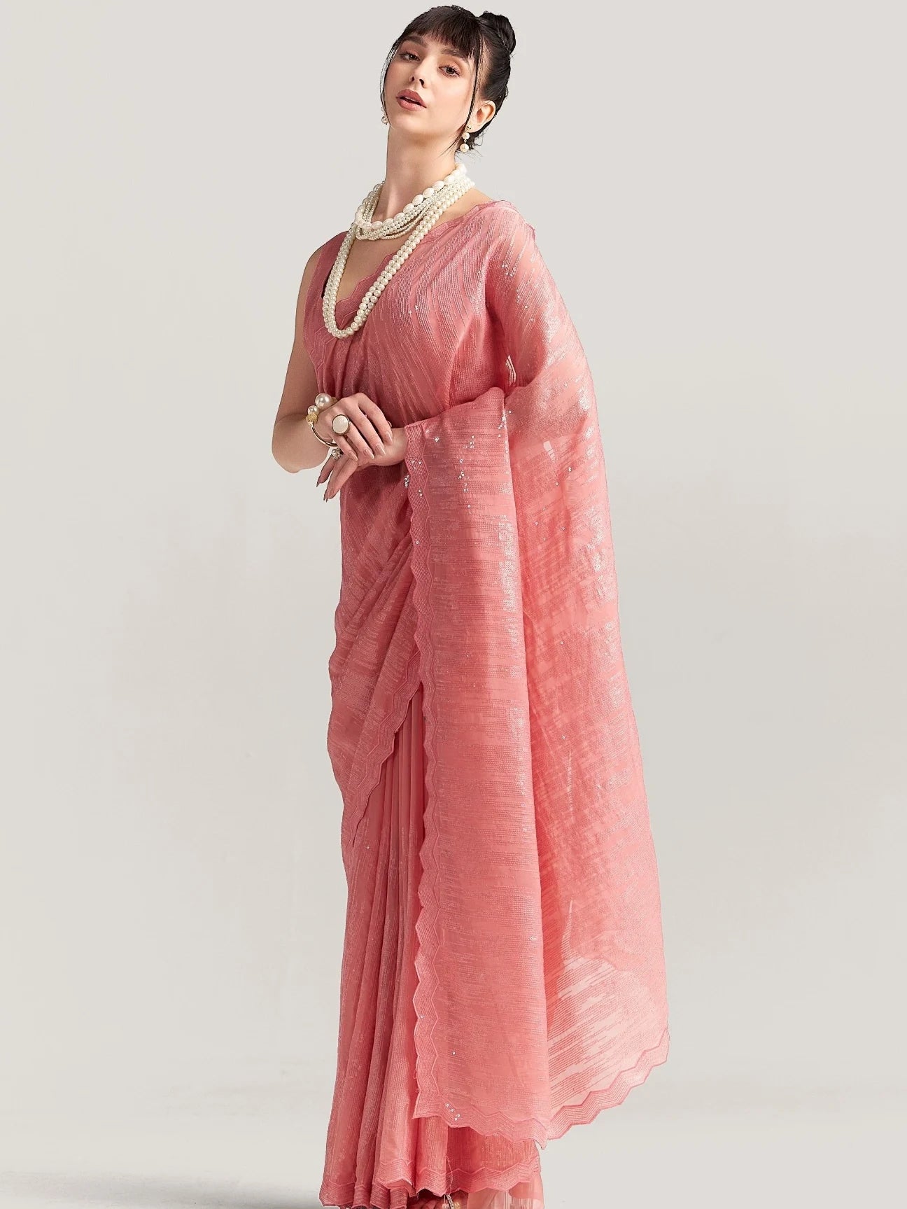 FEEZY MILKY FLEX EMBROIDERY SAREE WITH BLOUSE