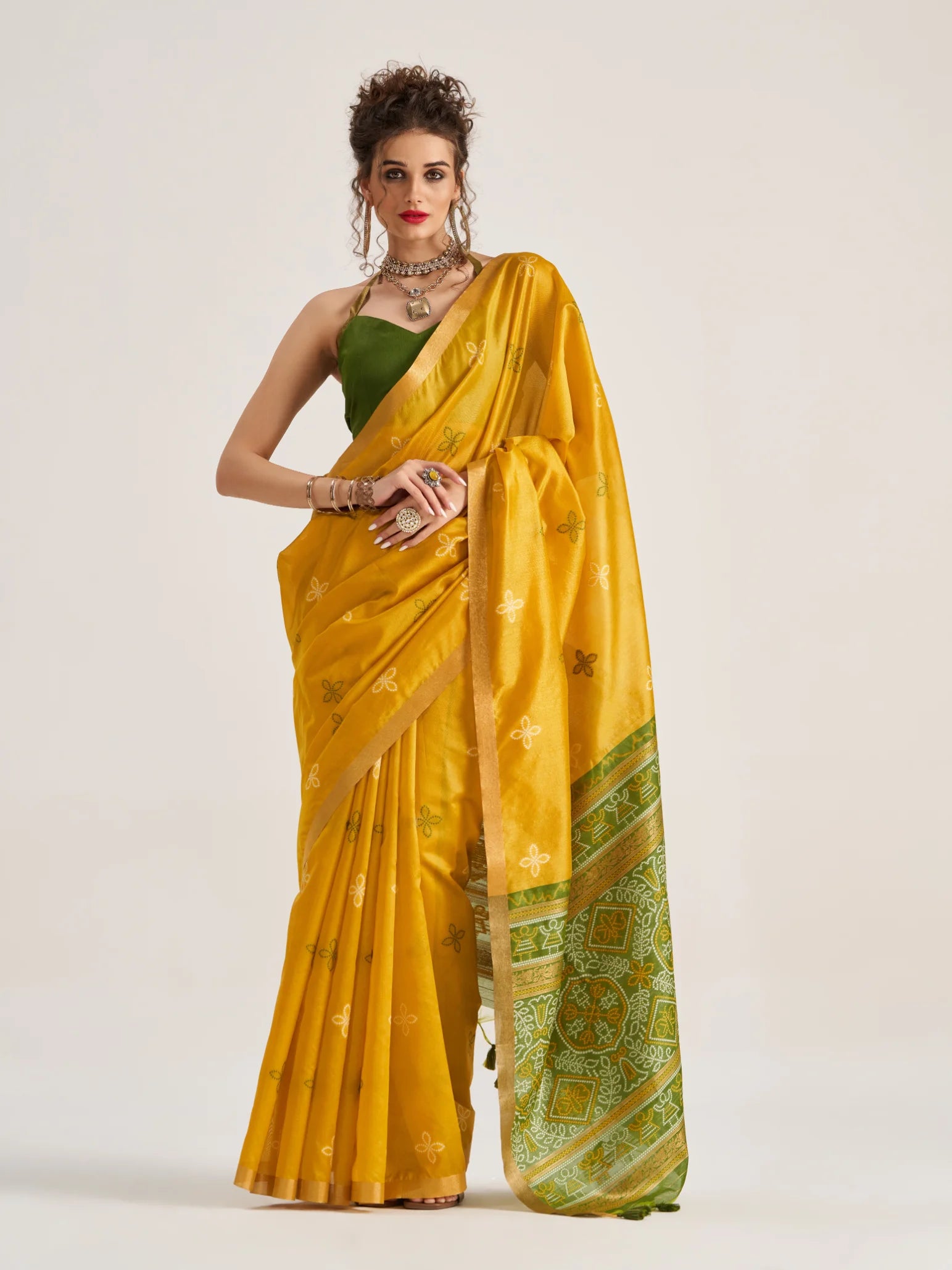 ART SILK BANDHEJ SAREE WITH BLOUSE