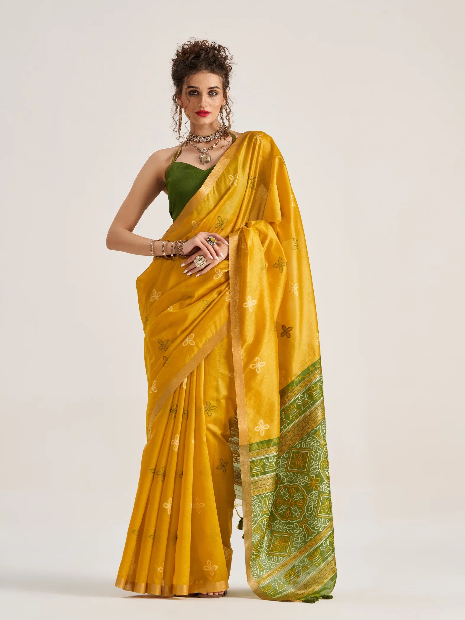 ART SILK BANDHEJ SAREE WITH BLOUSE