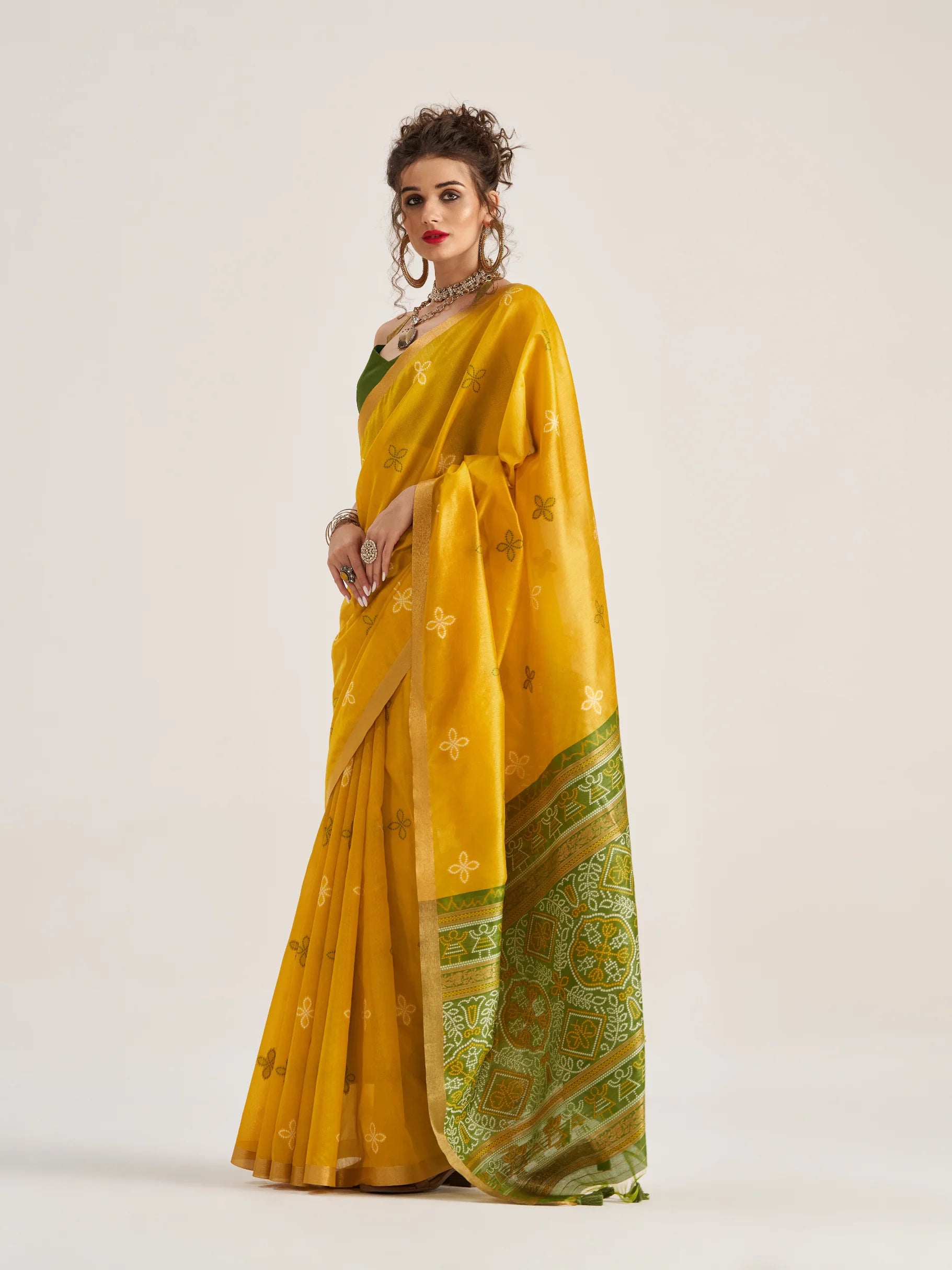 ART SILK BANDHEJ SAREE WITH BLOUSE